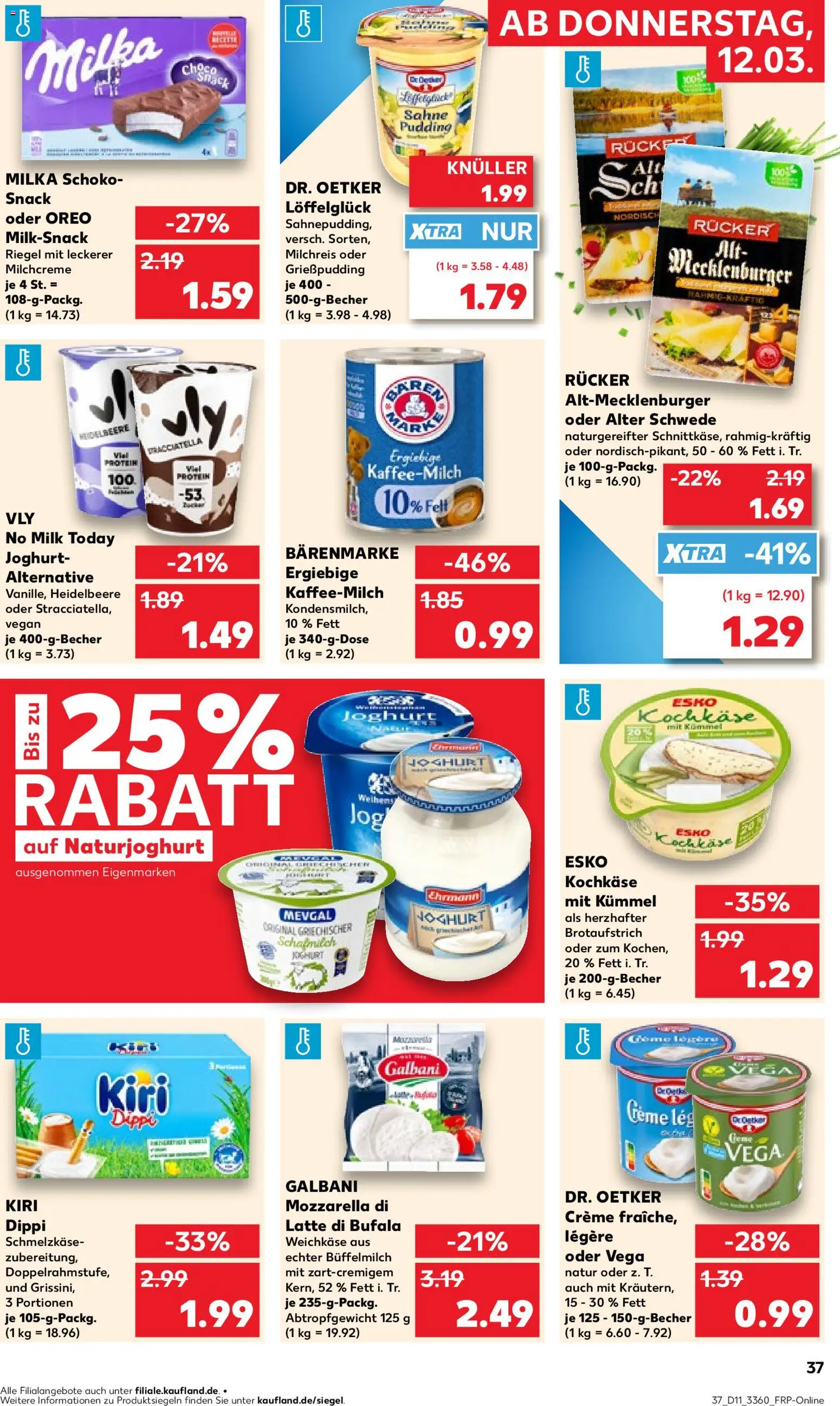 Kaufland Prospekt Frankfurt (Oder)	 – gültig ab 12.03.2026 | Seite: 37 | Produkte: Joghurt, Milka, Pudding, Creme