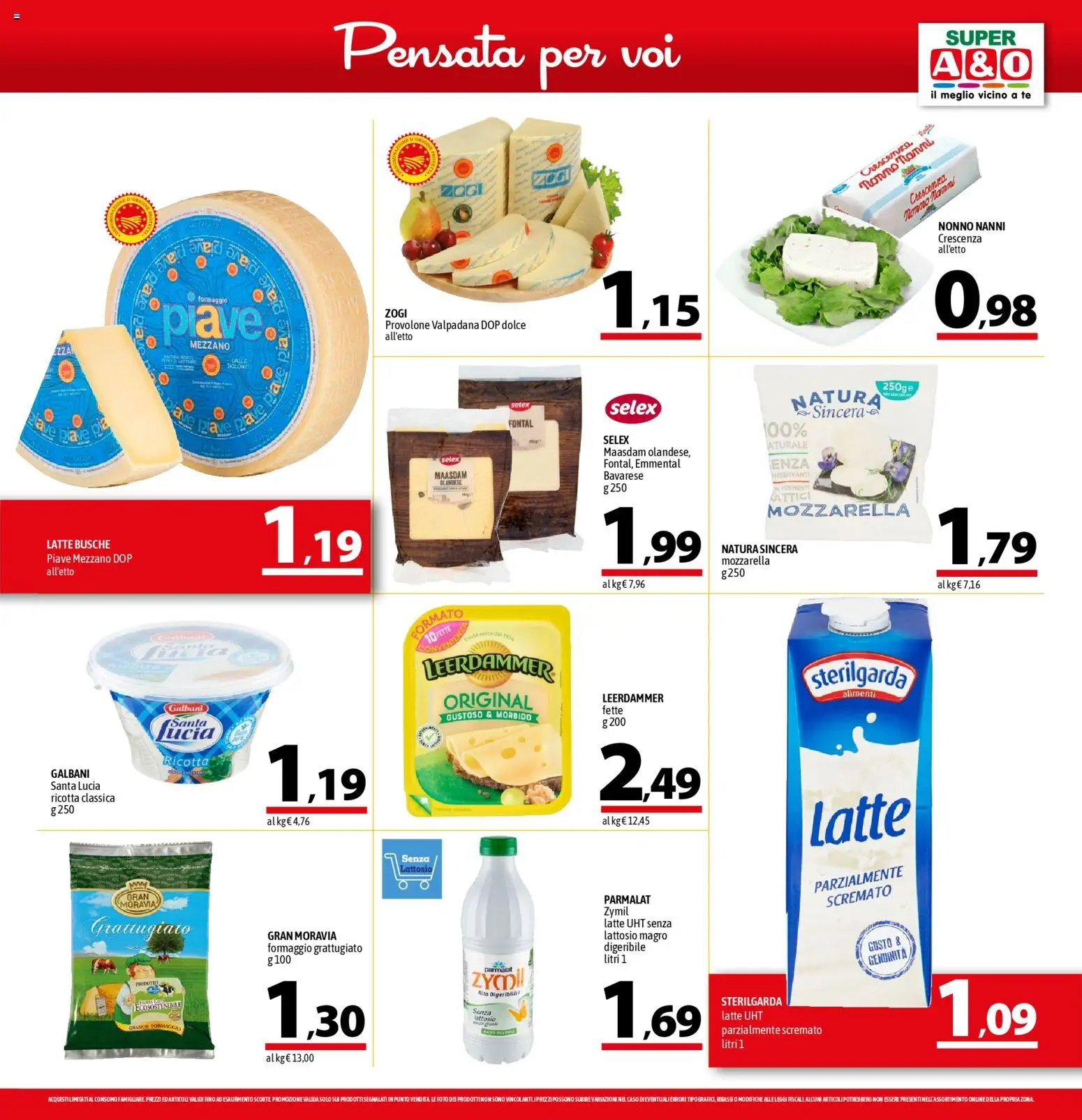 Volantino A&O del 13.11.2025 | Pagina: 5 | Prodotti: Provolone, Mozzarella, Latte senza lattosio, Crescenza