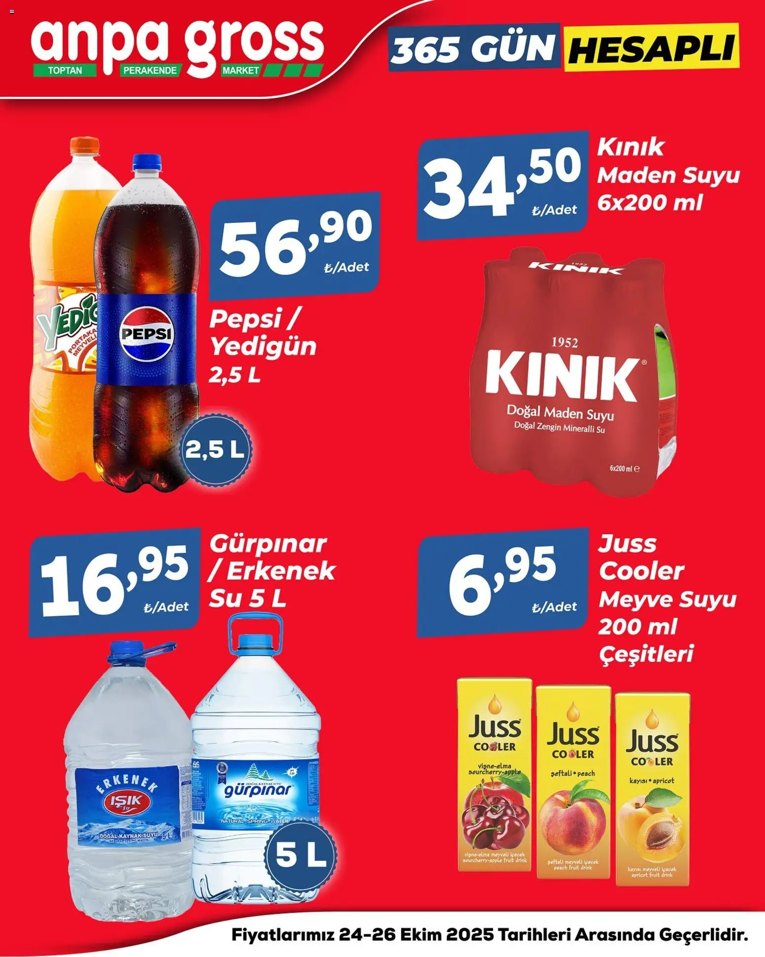 Anpa Gross Hafta Sonu Fırsatları - 24.10.2025 tarihinden itibaren geçerlidir | Sayfa: 9 | Ürünler: Meyve suyu, Meyve, Kayısı, Şeftali