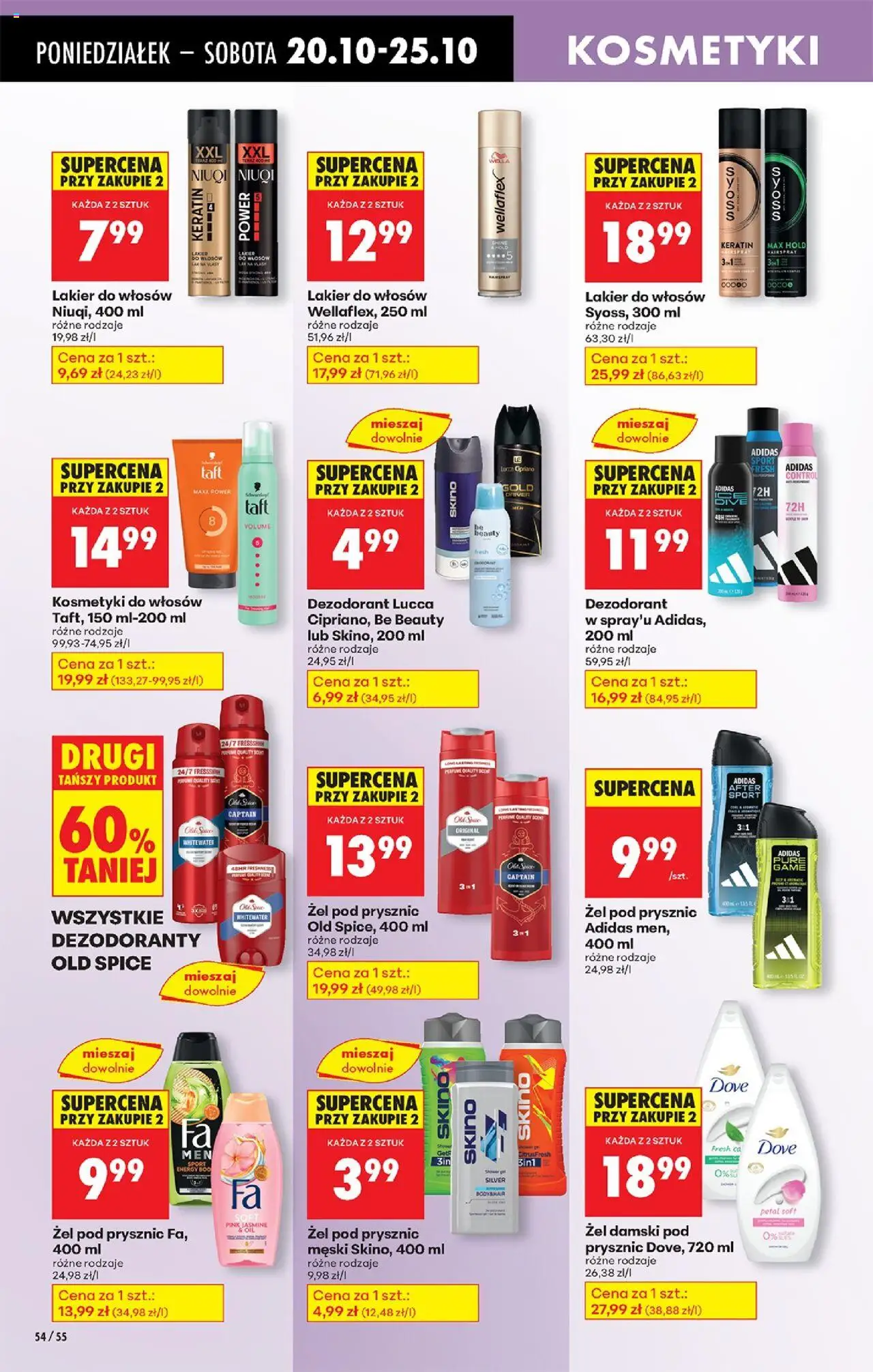 Biedronka gazetka od 20.10.2025 | Strona: 66 | Produkty: Prysznic, Lakier do włosów, Dezodorant, Old spice