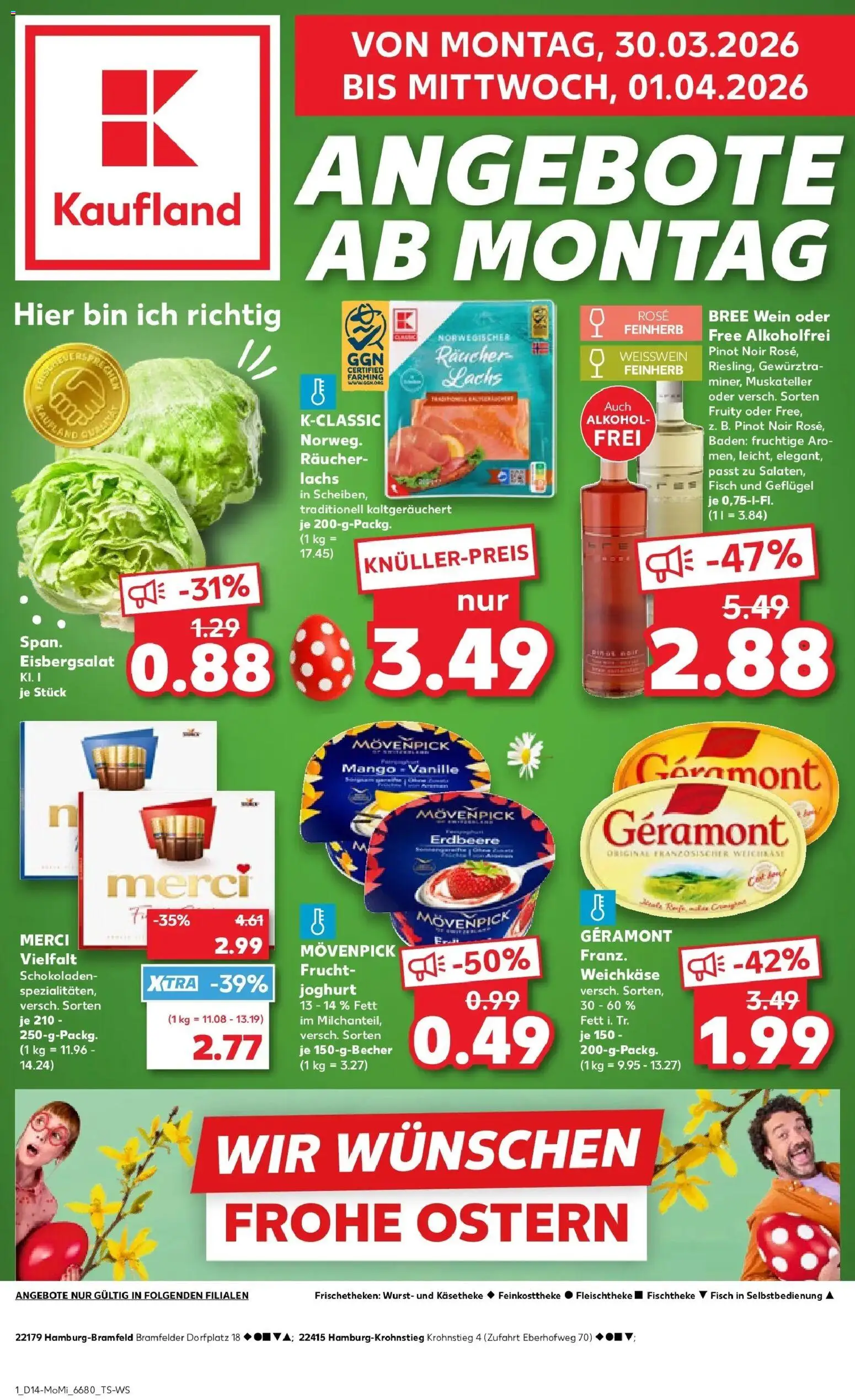 Kaufland Prospekt Hamburg	 – gültig ab 30.03.2026 | Seite: 1 | Produkte: Geramont, Merci, Eisbergsalat, Mango