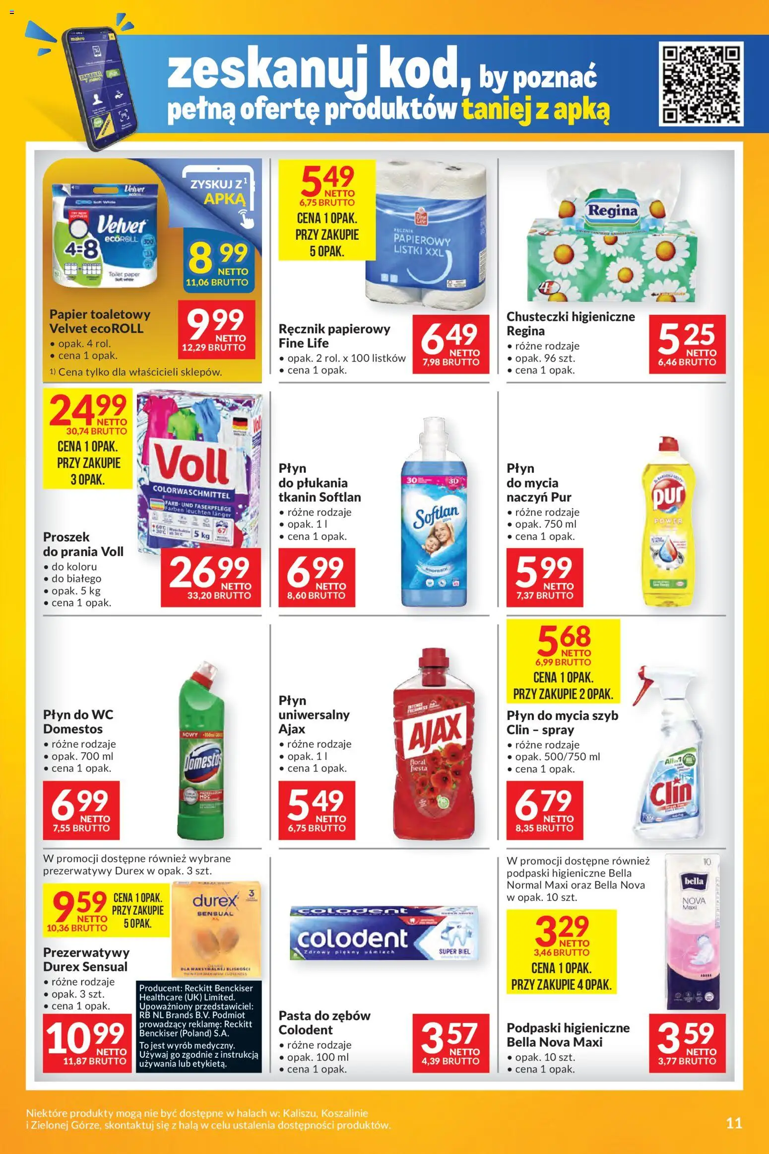 Makro Gazetka - Mega oferty dla Twojego Sklepu od 28.10.2025 | Strona: 11 | Produkty: Prezerwatywy, Podpaski, Domestos, Ręcznik papierowy