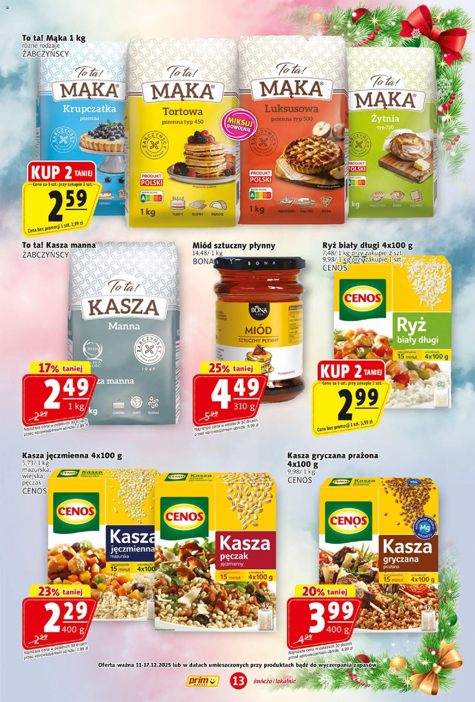 Prim Market Gazetka od 11.12.2025 | Strona: 13 | Produkty: Pieczywo, Kasza manna, Ryż, Naleśniki