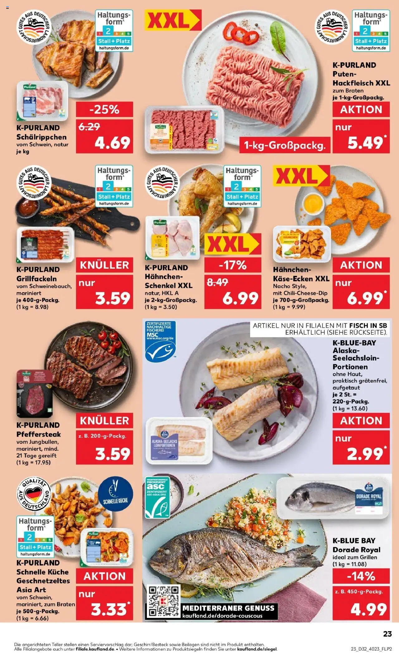 Kaufland prospekt Löbau	 - gültig ab dem 07.08.2025 | Seite: 23 | Produkte: Dorade, Hahnchen, Küche, Hackfleisch