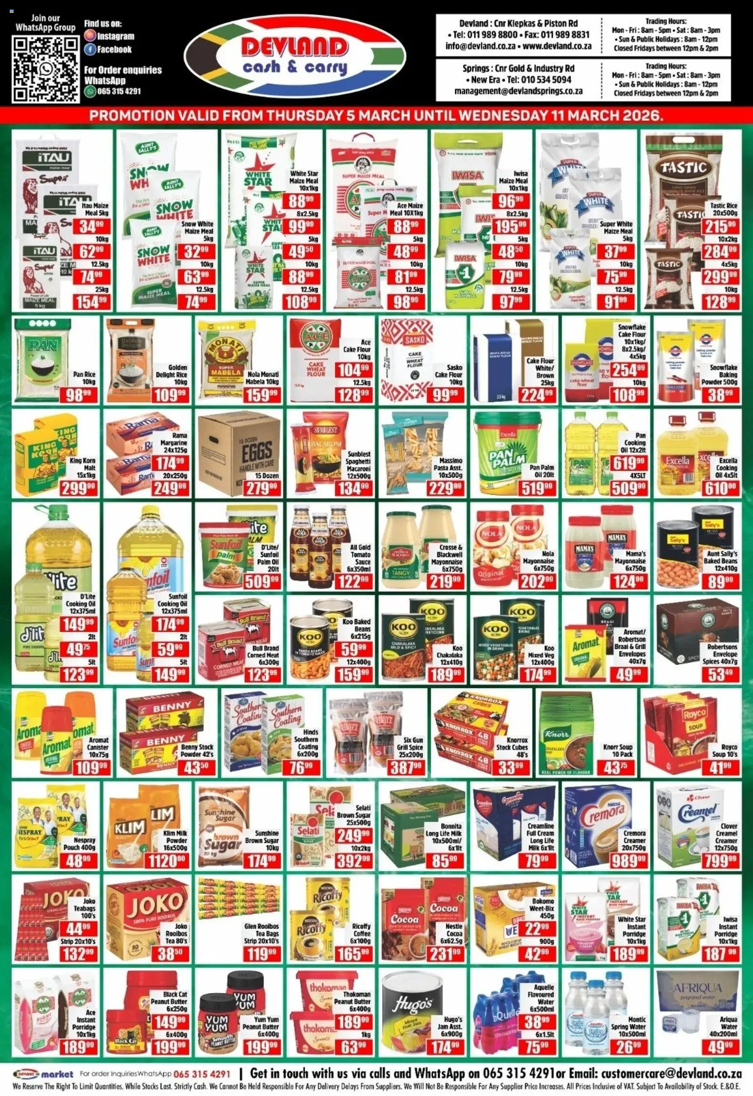 New Devland catalogue – valid from 05.03.2026 | Page: 3 | Products: Maize meal, Powder, Rice, Mayonnaise