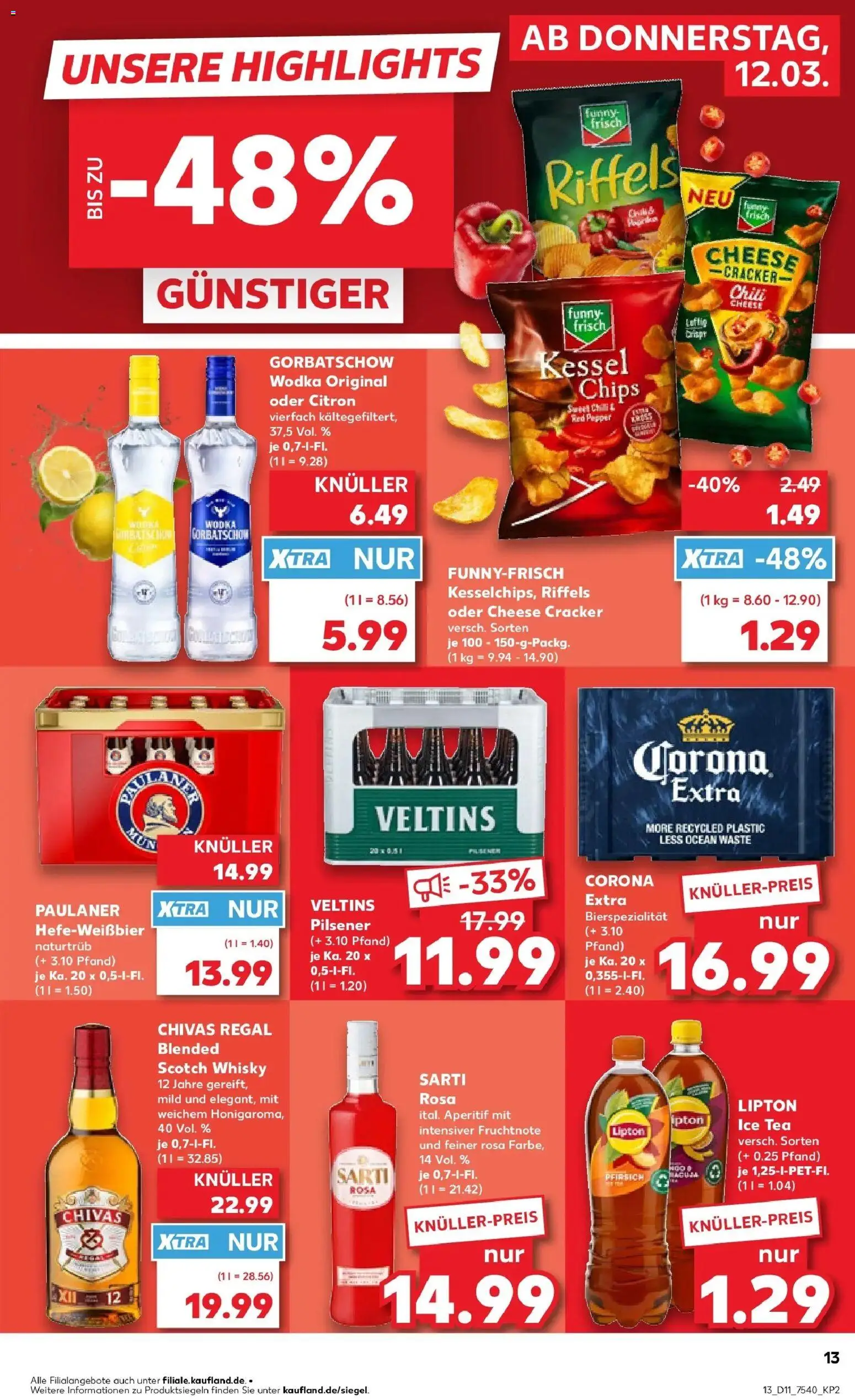 Kaufland Prospekt Schleiz	 – gültig ab 12.03.2026 | Seite: 13 | Produkte: Funny frisch, Chili, Wodka, Veltins
