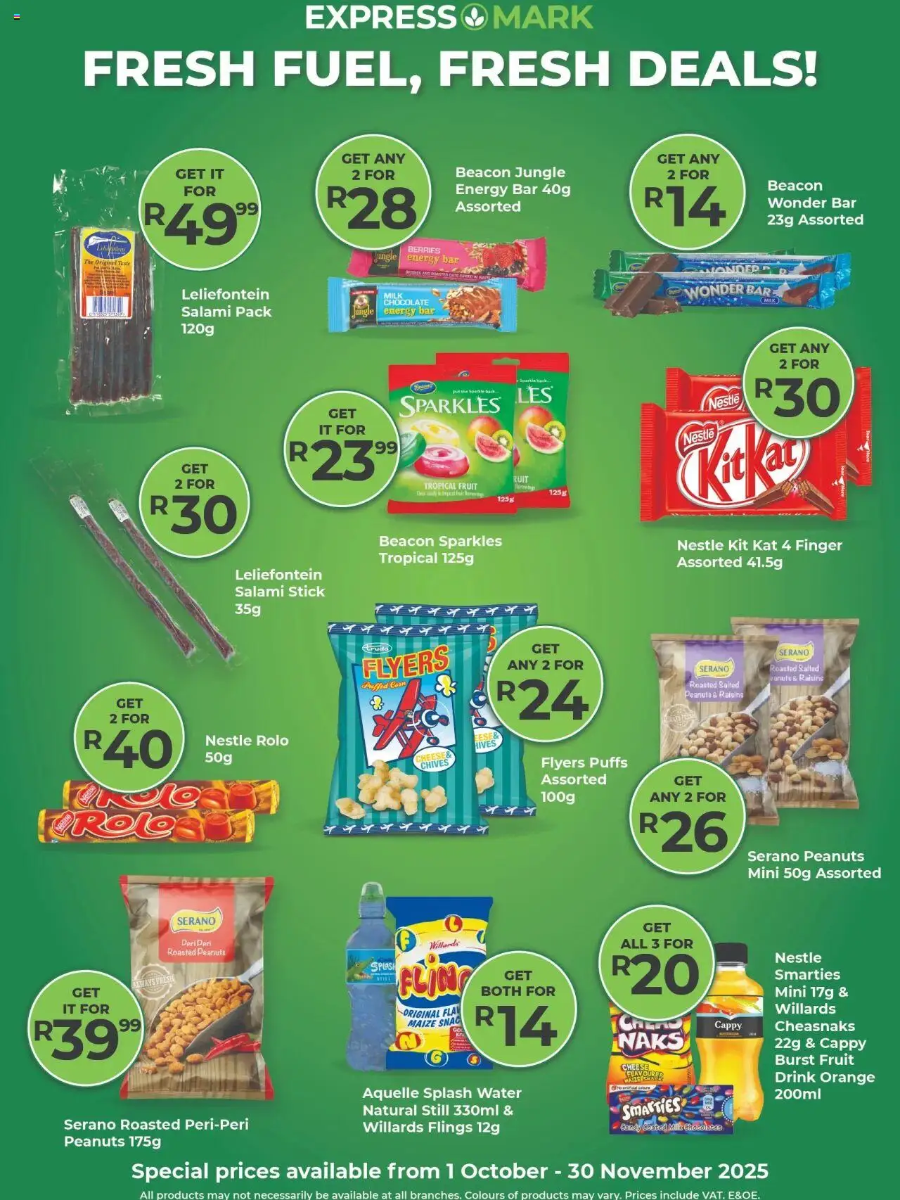 New Agrimark catalogue – valid from 01.10.2025 | Page: 1 | Products: Chocolate, Salami, Raisins, Fruit