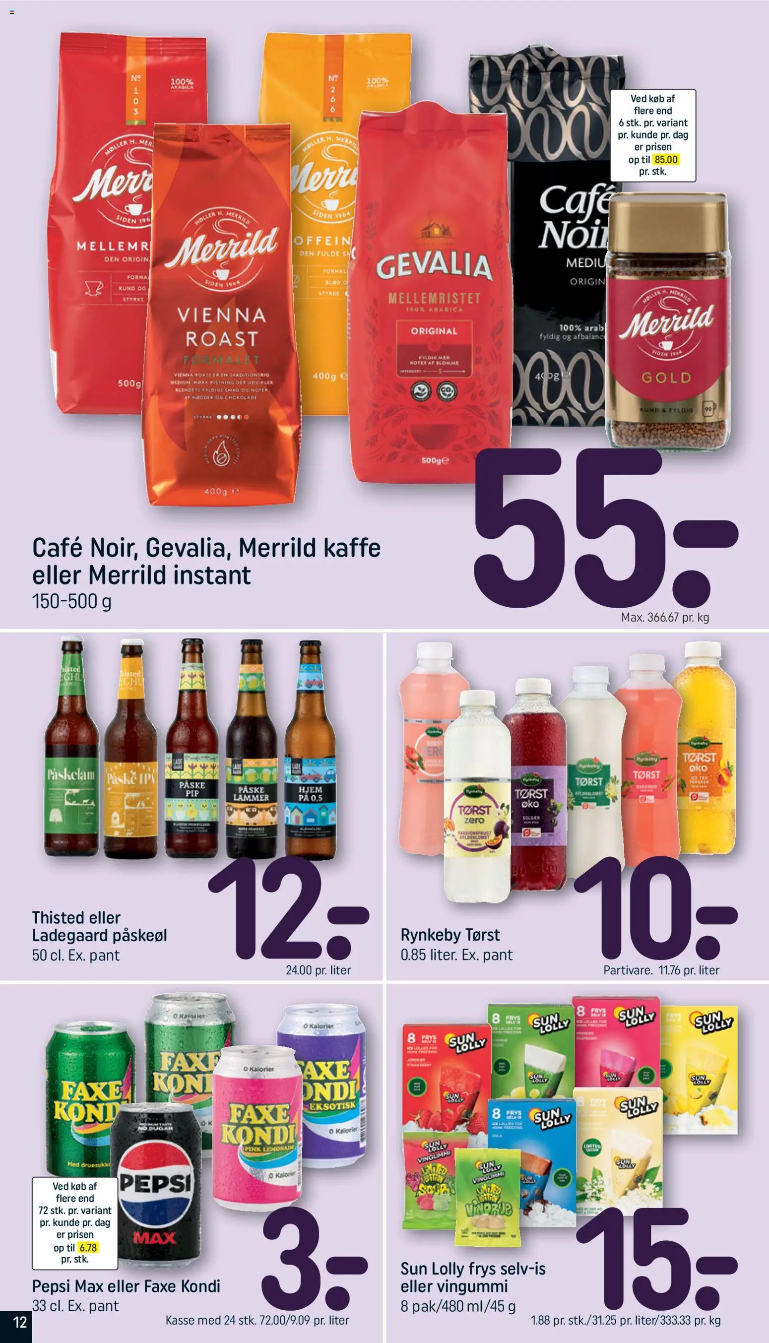 Rema 1000 tilbudsavis – gyldig fra 22.03.2026 | Side: 12 | Produkter: Faxe Kondi, Vingummi, Pepsi, Pepsi Max