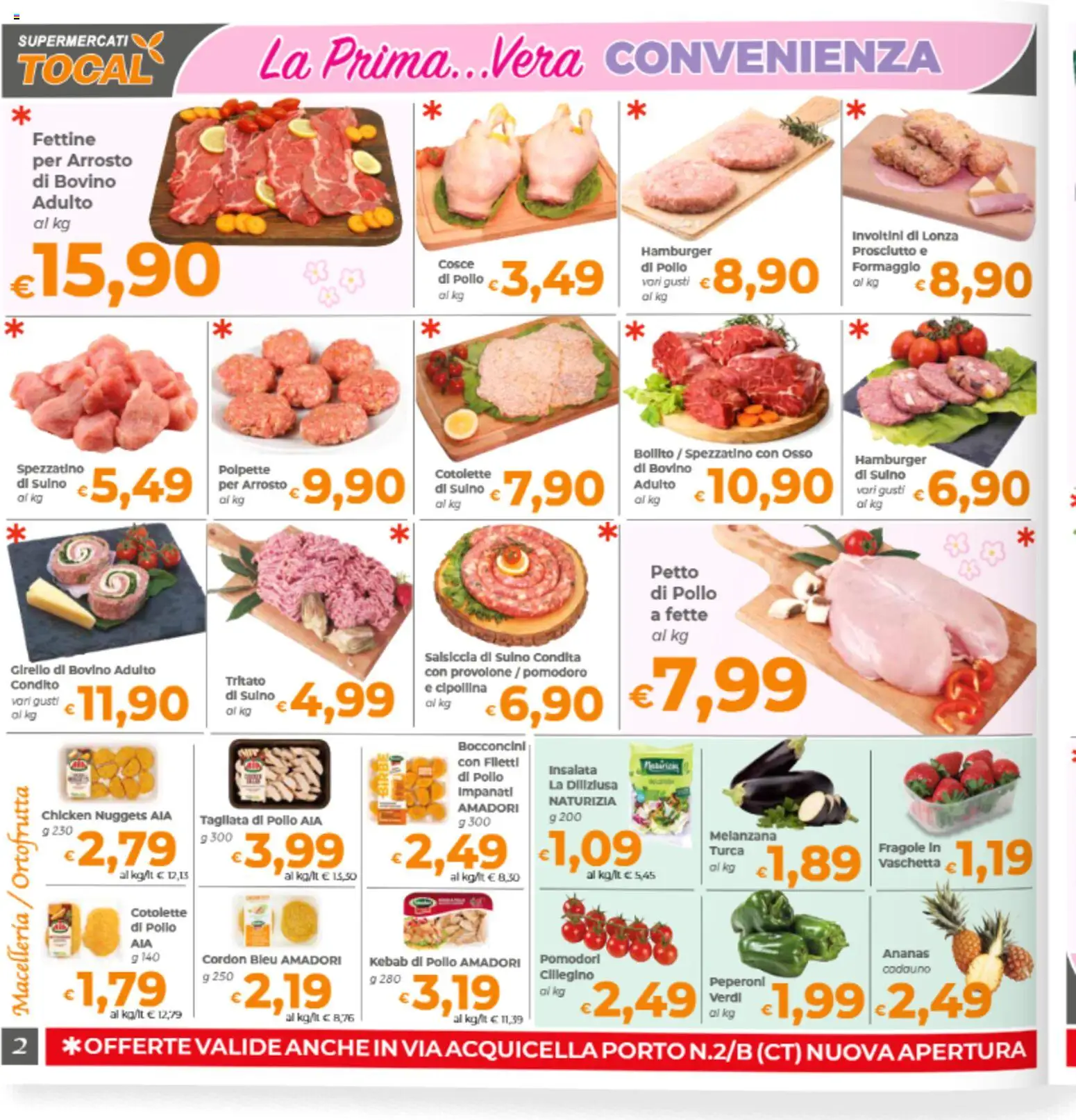 Volantino Tocal del 17.03.2026 | Pagina: 2 | Prodotti: Petto di Pollo, Provolone, Fragole, Suino