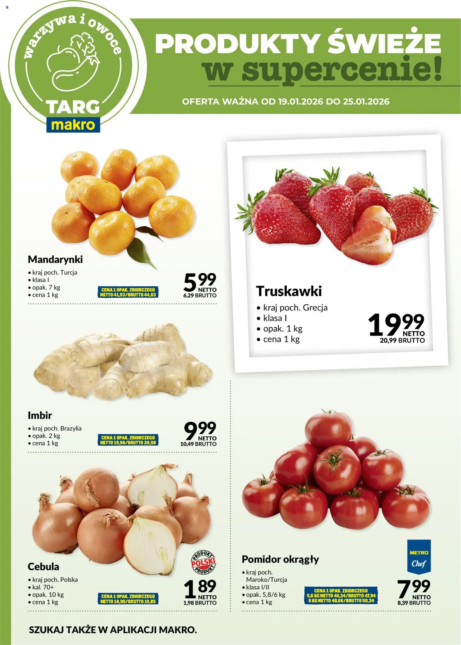 Makro Gazetka - Produkty świeże w supercenie od 19.01.2026 | Strona: 4 | Produkty: Imbir, Truskawki, Mandarynki, Owoce