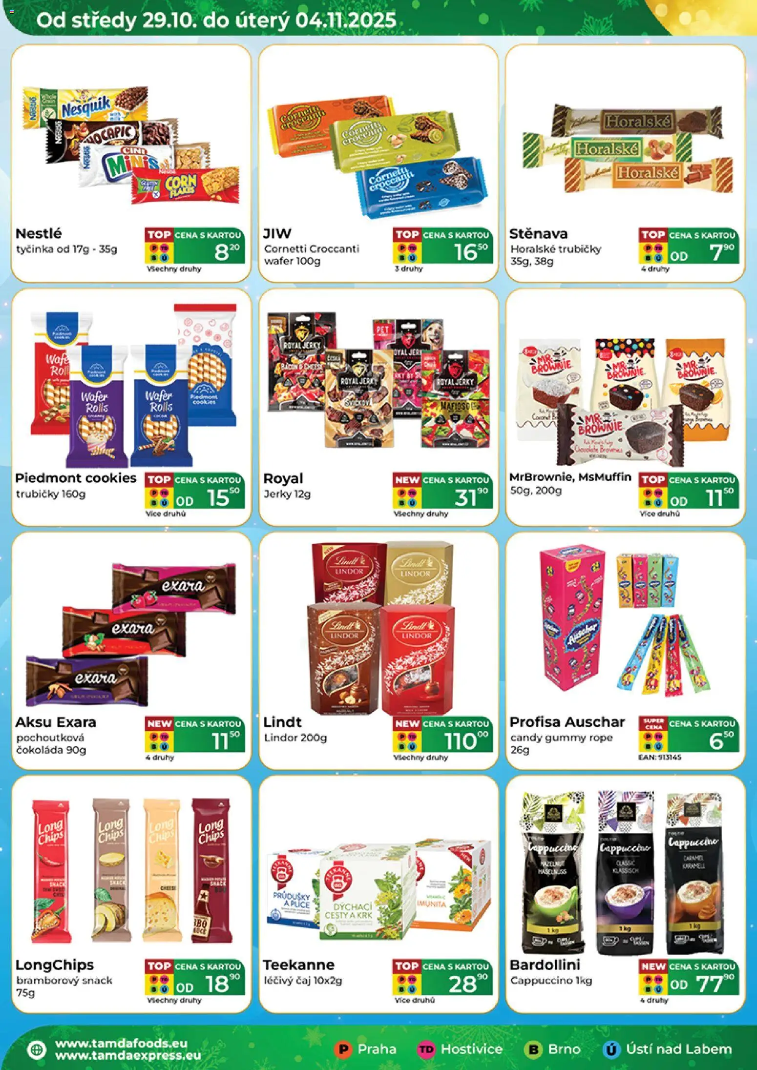 Tamda Foods leták od 29.10.2025 | Strana: 2 | Produkty: Long chips, Lindt, Čokoláda, Brownie