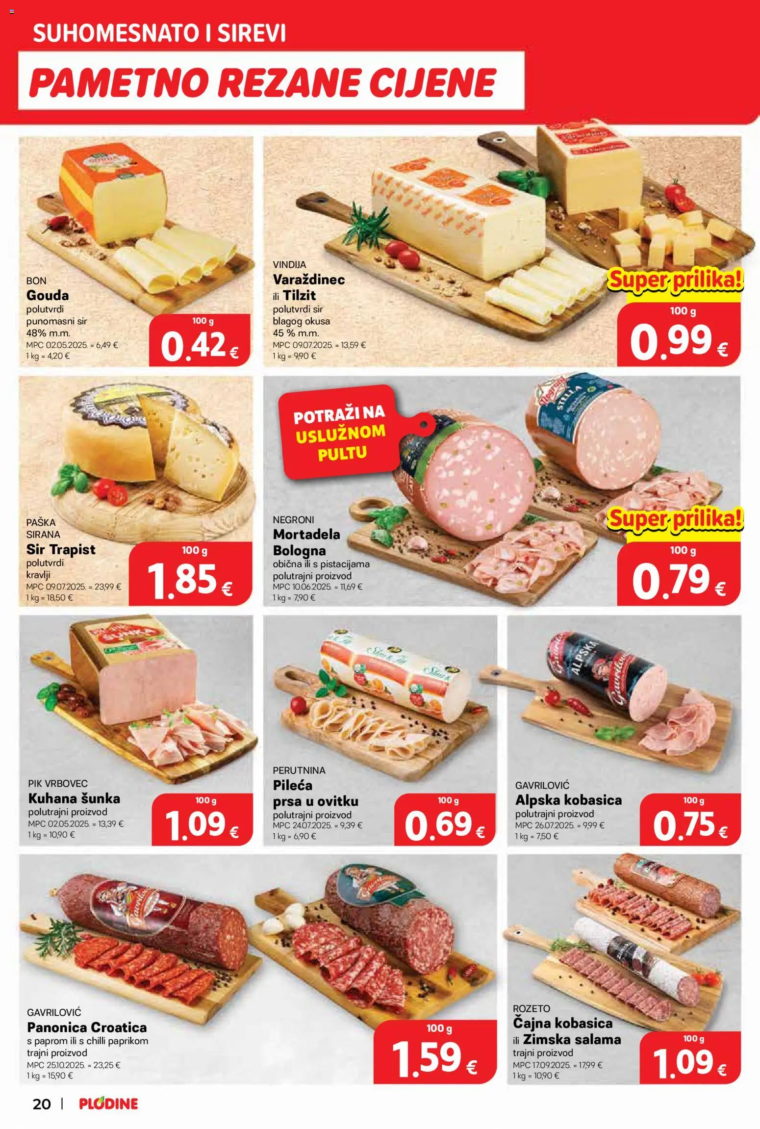 Plodine katalog | vrijedi od 28.01.2026 | Stranica: 20 | Proizvodi: Vindija, Sir, Trapist, Gouda