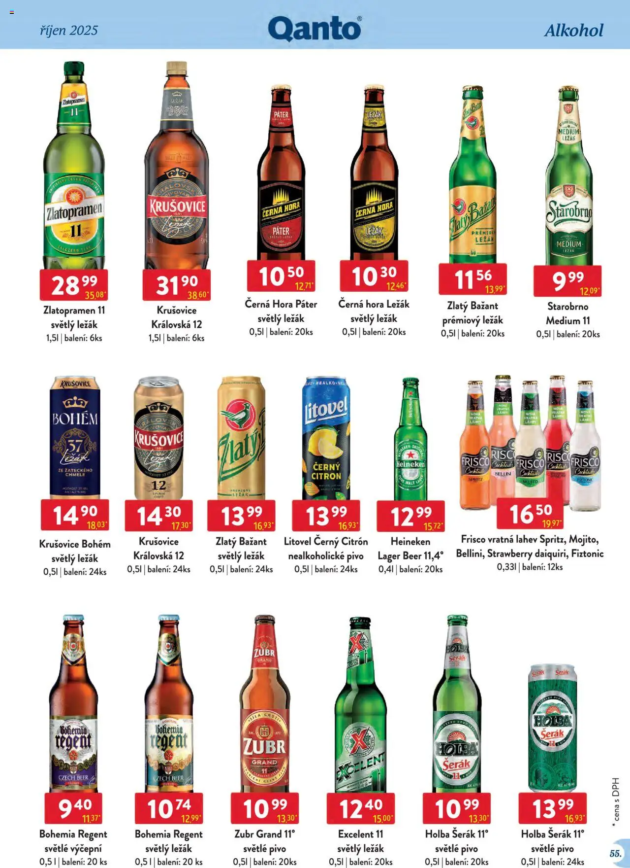 Astur & Qanto leták - Velkoobchod 10/2025 od 01.10.2025 | Strana: 55 | Produkty: Pivo, Zlatý Bažant, Šerák, Láhev