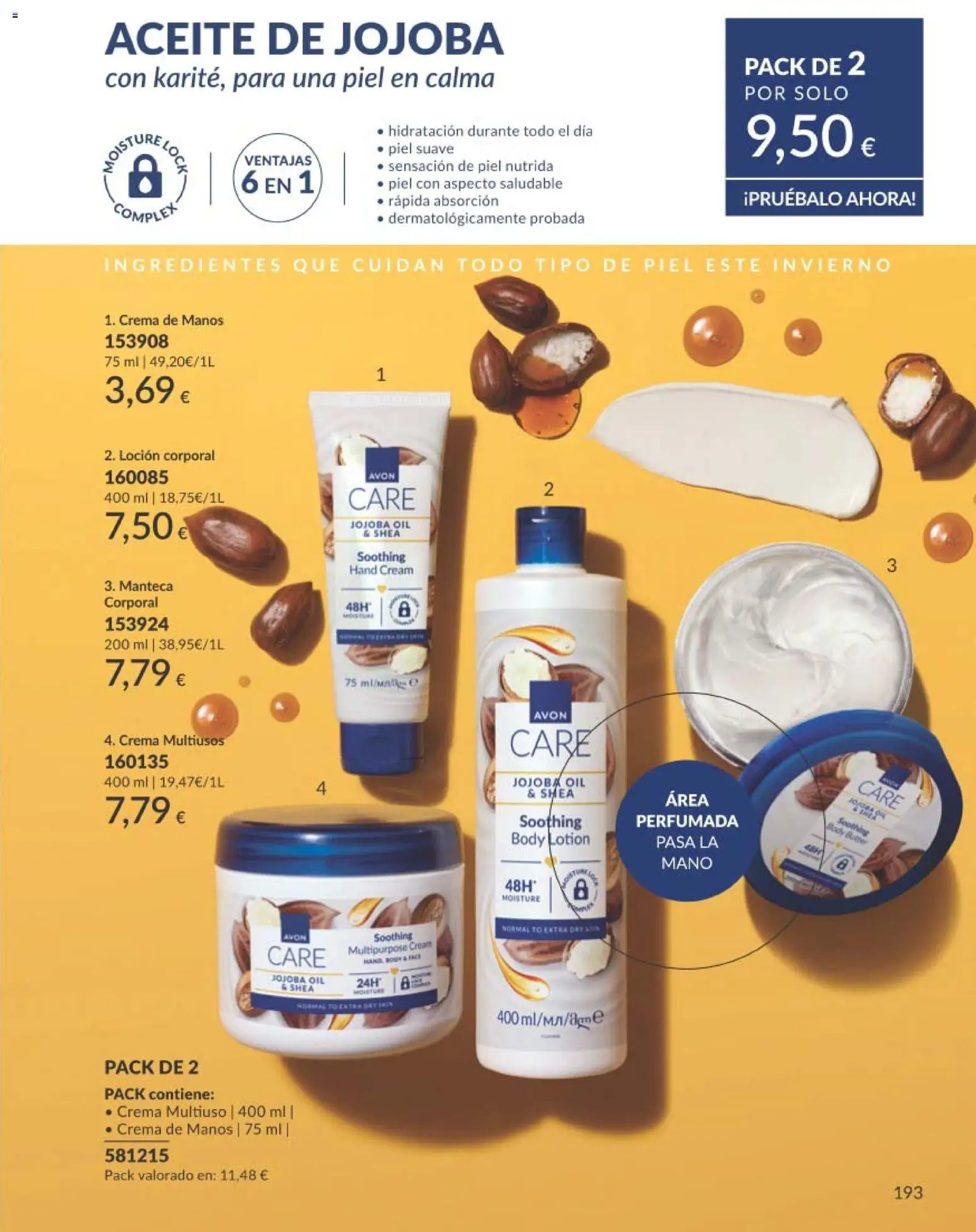 Catálogo AVON campaña 1 │ válido desde el 01.01.2026 | Página: 193 | Productos: Manteca, Aceite, Crema, Crema multiuso