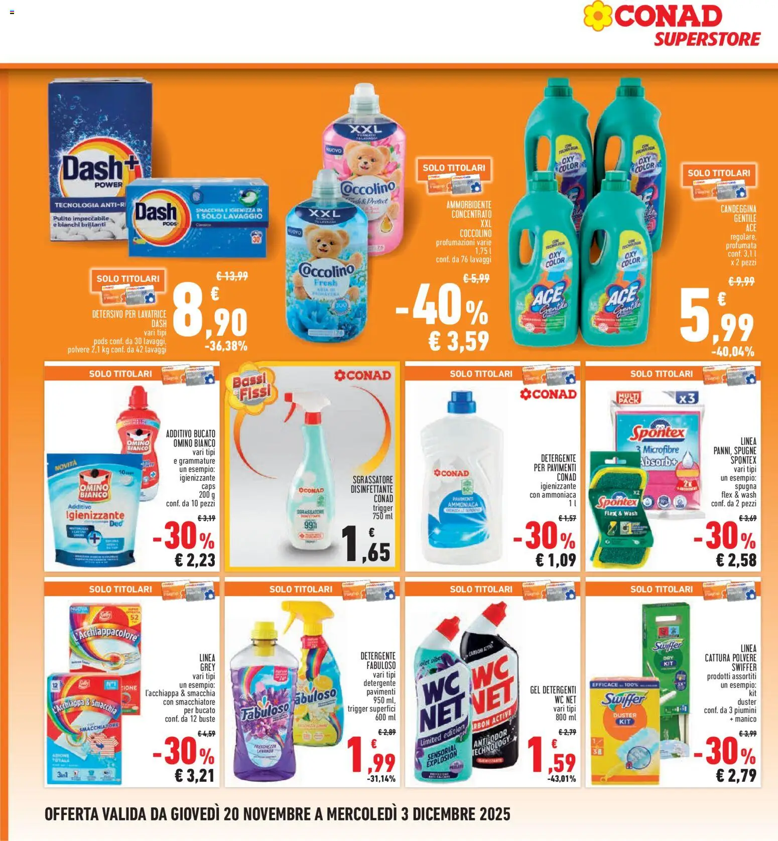 Volantino Conad del 20.11.2025 | Pagina: 32 | Prodotti: Ammorbidente, Smacchiatore, Sgrassatore, Lavatrice