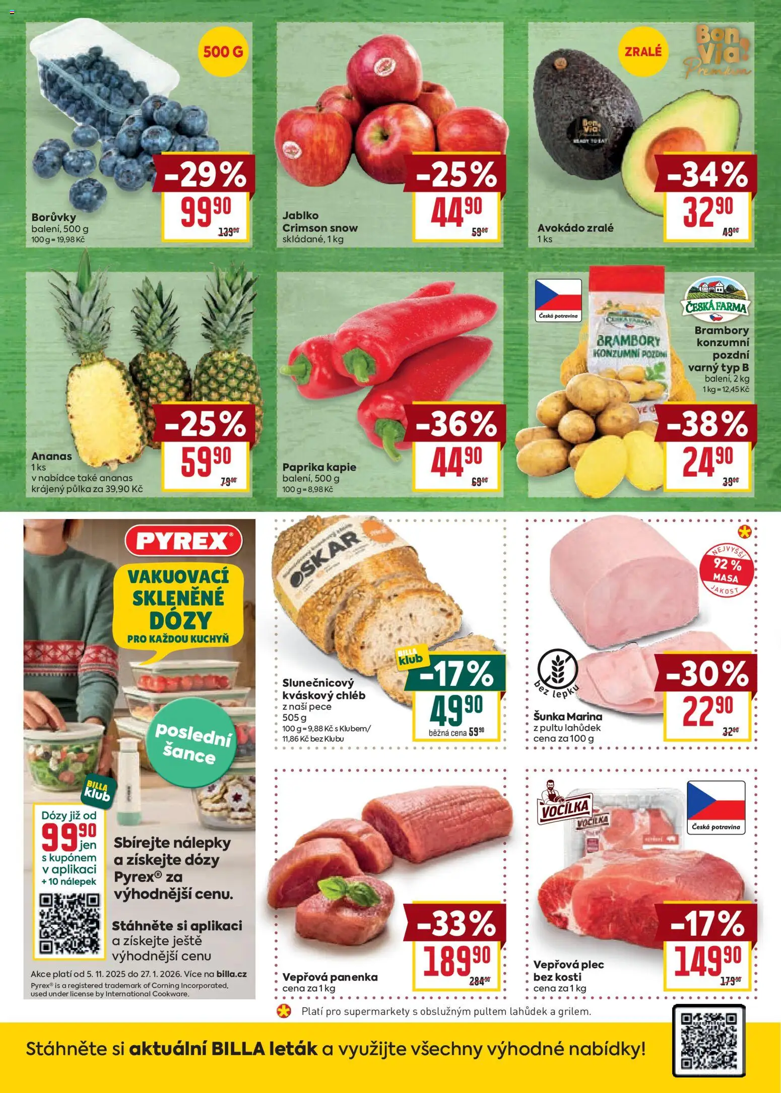 Billa Malý leták od 21.01.2026 | Strana: 2 | Produkty: Panenka, Šunka, Kváskový chléb, Avokádo