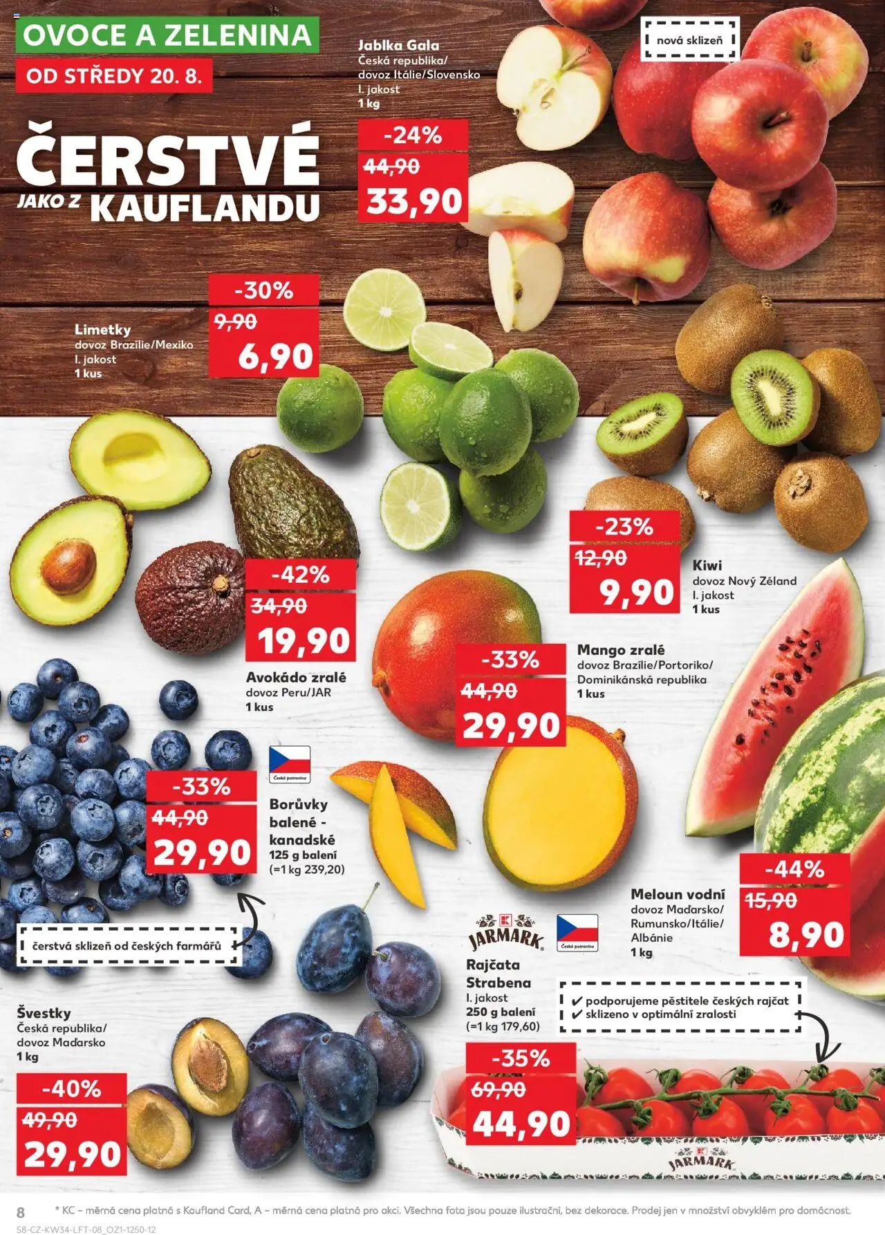 Kaufland leták - Chomutov od 20.08.2025 | Strana: 8 | Produkty: Ovoce a zelenina, Rajčata, Kiwi, Apple