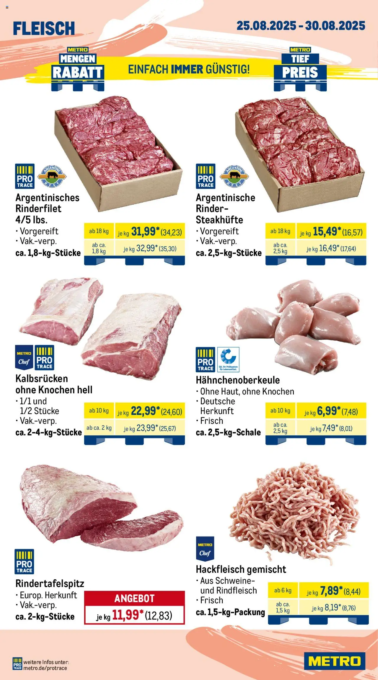 Metro Wochen-Angebote Gastro - gültig ab dem 25.08.2025 | Seite: 2 | Produkte: Rinderfilet, Rindfleisch, Fleisch, Hackfleisch