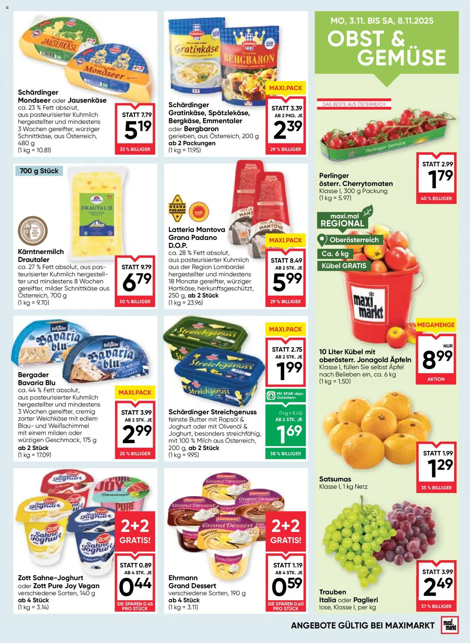 Maximarkt Flugblatt gültig ab 06.11.2025 | Seite: 11 | Produkte: Milch, Butter, Joghurt, Äpfel
