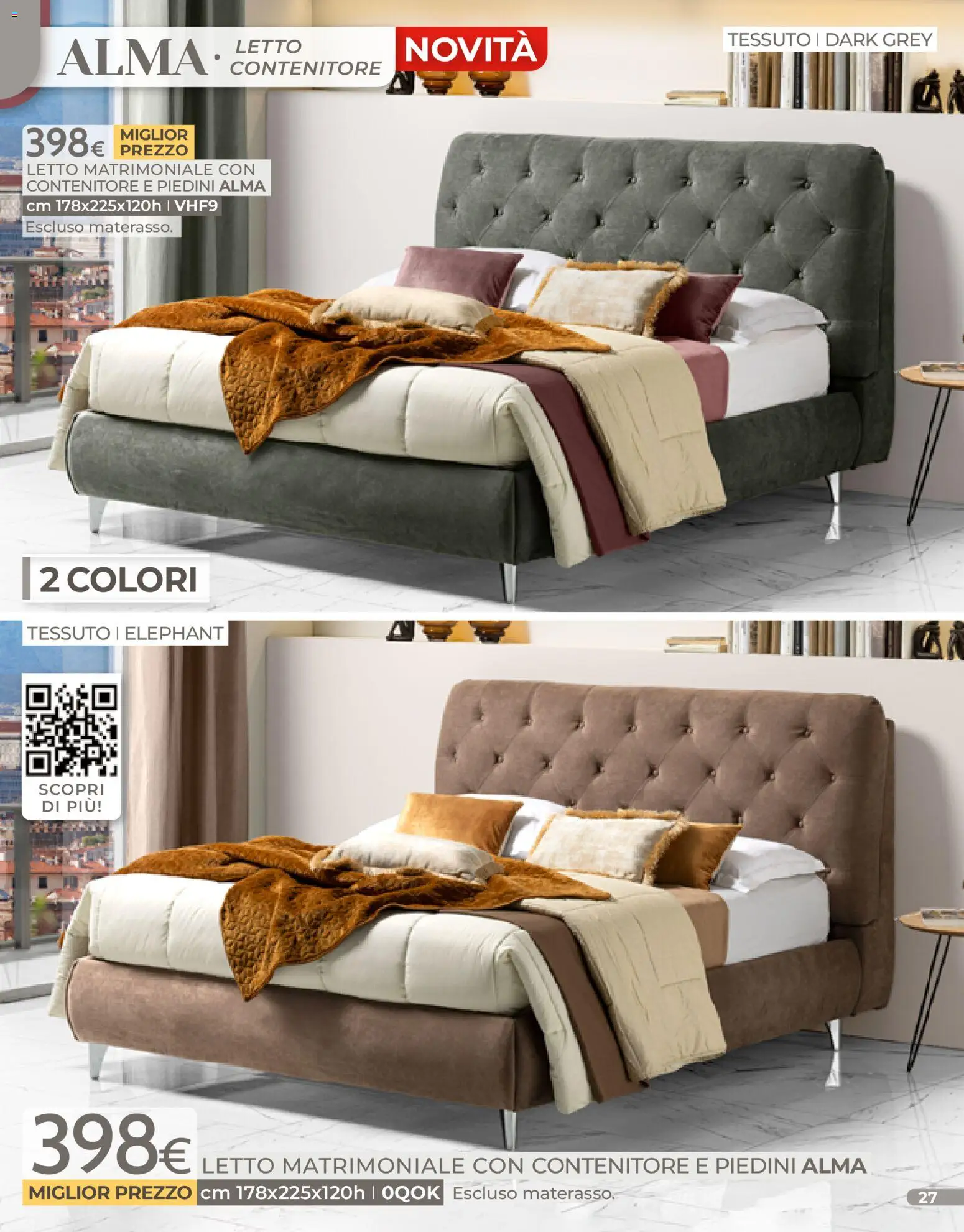 Volantino Mondo Convenienza del 04.01.2026 | Pagina: 27 | Prodotti: Letto matrimoniale, Contenitore, Letto