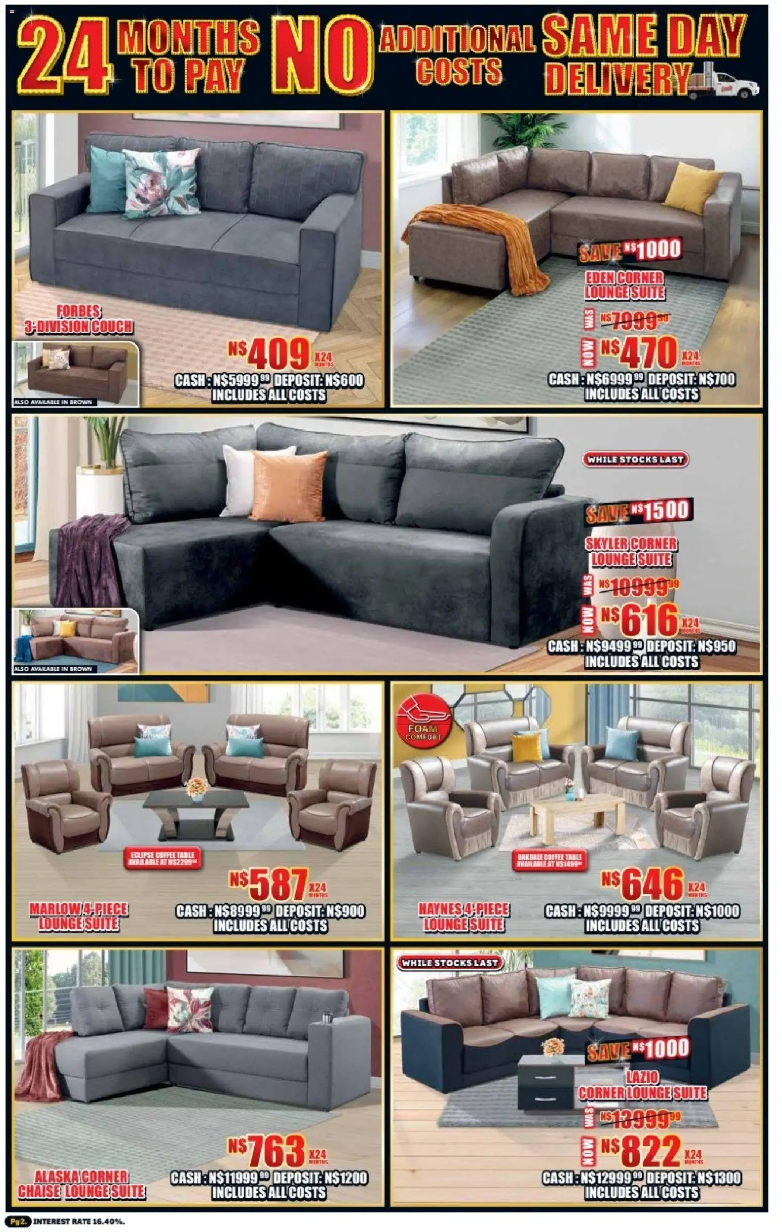 New Lewis Stores catalogue – valid from 05.01.2026 | Page: 2 | Products: Couch, Lounge suite, Coffee, Chaise