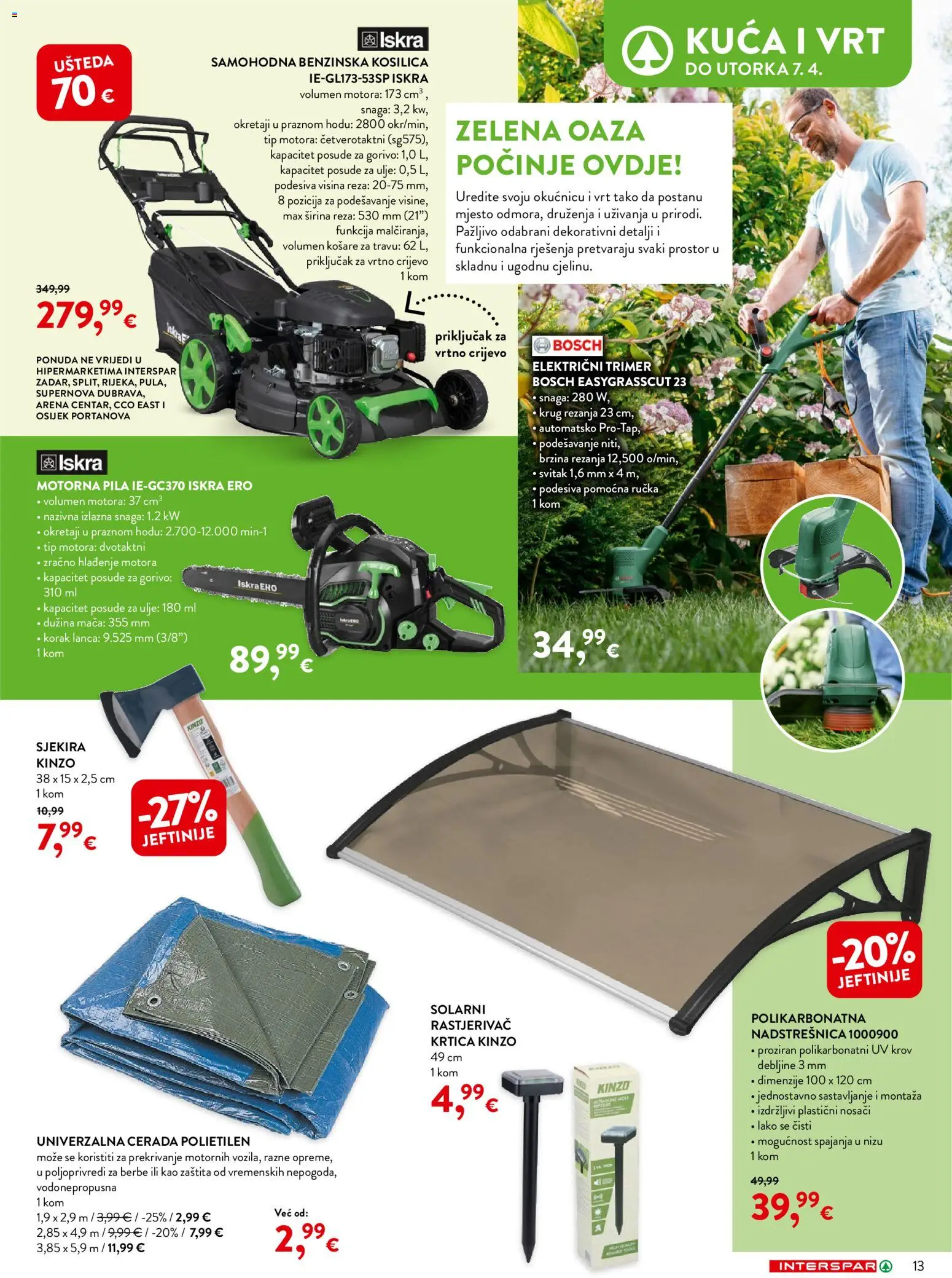 Interspar katalog | vrijedi od 04.03.2026 | Stranica: 13 | Proizvodi: Kosilica, Benzinska kosilica, Trimer, Pila