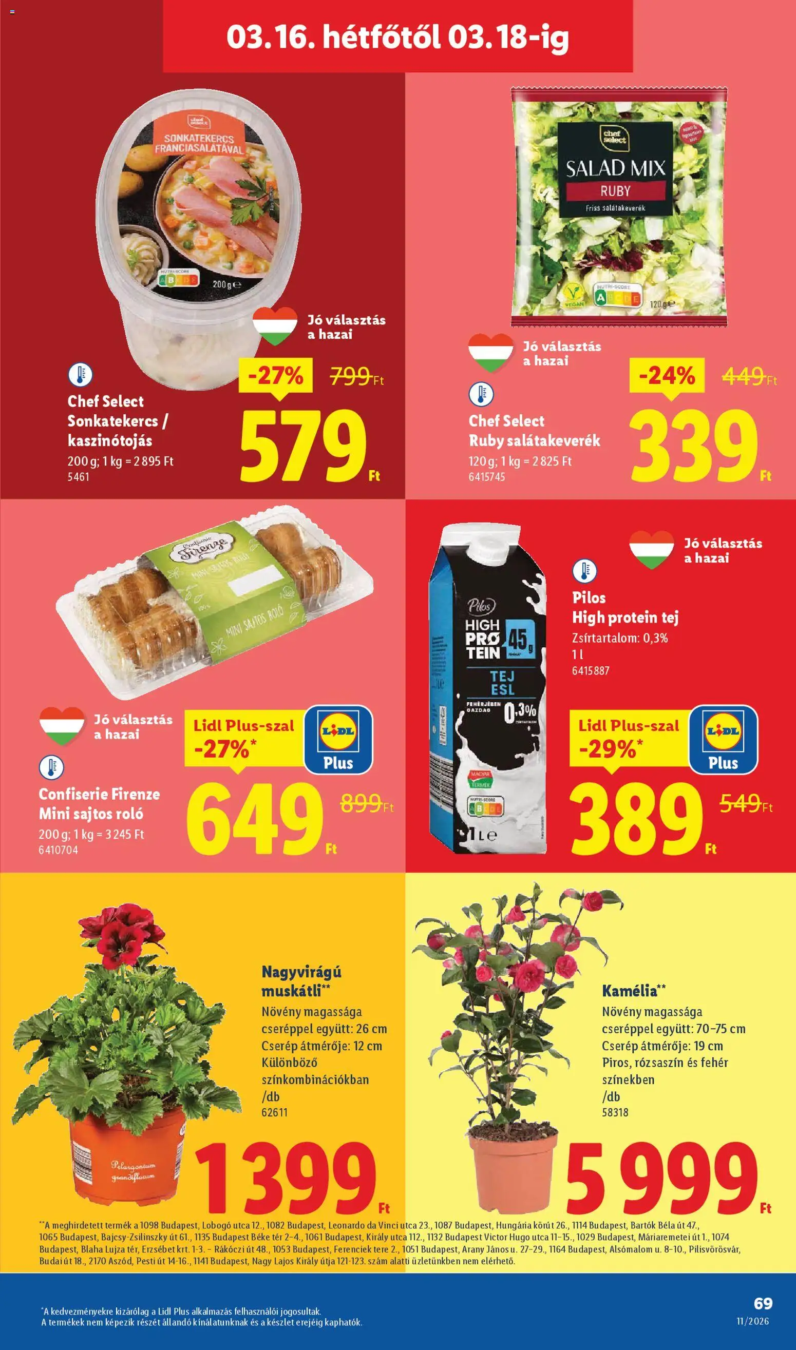 Lidl akciós ujság - amely érvényes a következő dátumtól: 12.03.2026 | Oldal: 69 | Termékek: Kamelia, Tej, Roló, Vegán