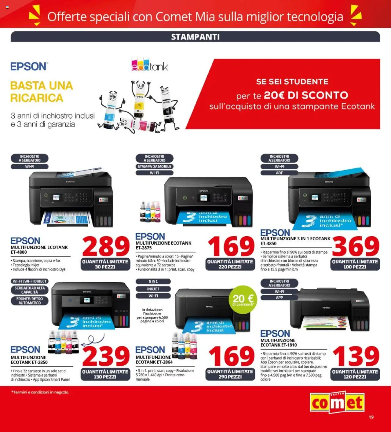 Volantino Comet del 09.10.2025 | Pagina: 19 | Prodotti: Mobile, Tè, Stampante, Stampa