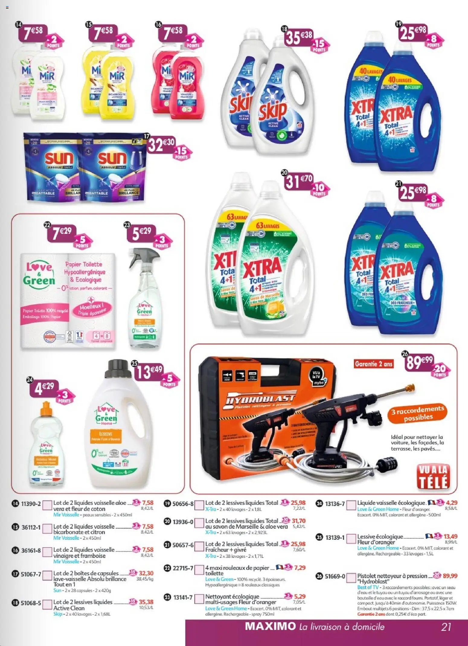 {H1} | Page: 21 | Produits: Citron, Savon de marseille, Liquide vaisselle, Tuyau