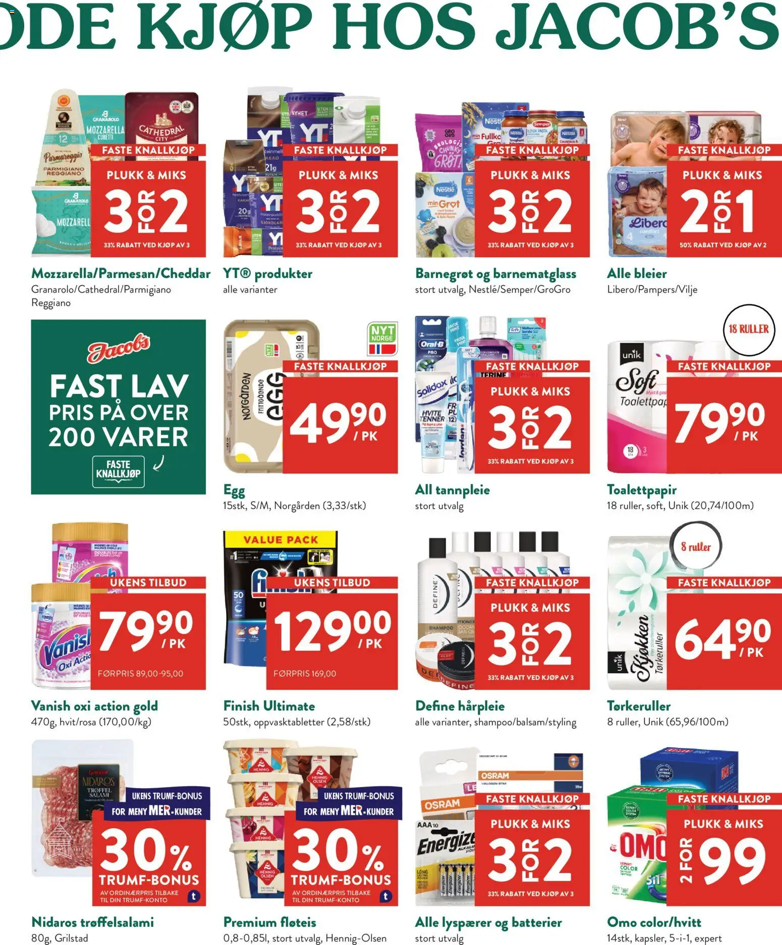 {H1} | Side: 3 | Produkter: Електровелосипед, Toalettpapir, Salami, Pasta