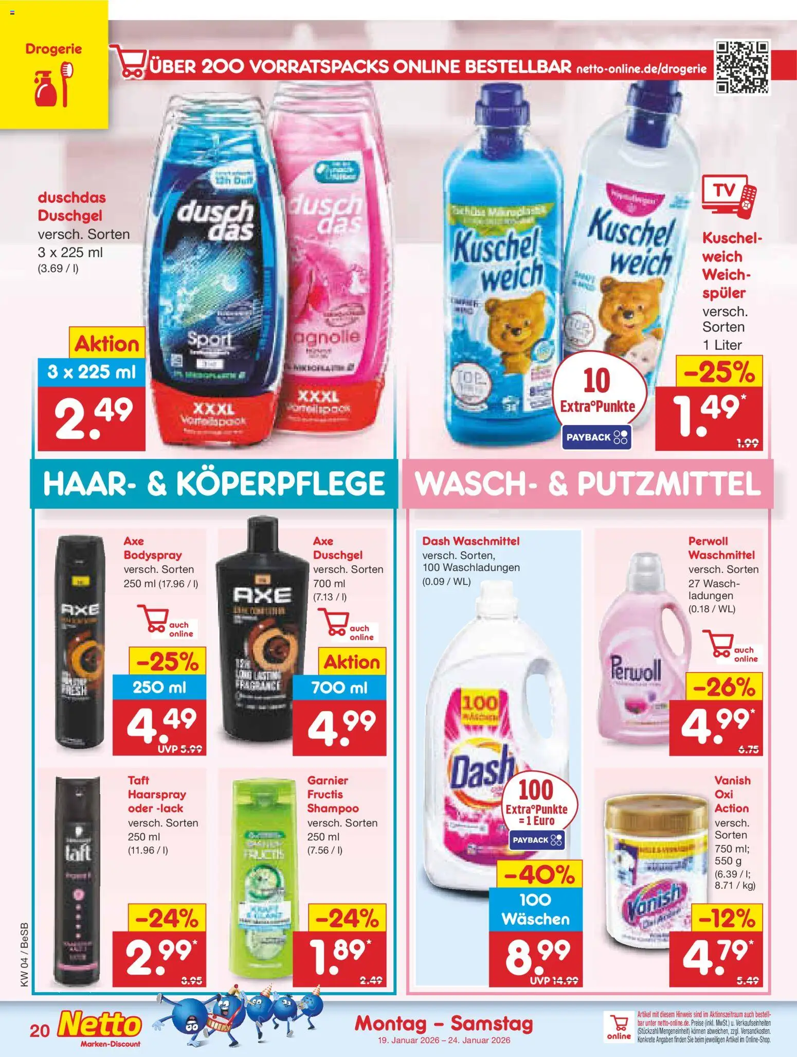 Netto Marken-Discount Prospekt 	 – gültig ab 19.01.2026 | Seite: 22 | Produkte: Perwoll, Shampoo, Duschgel, Duschdas