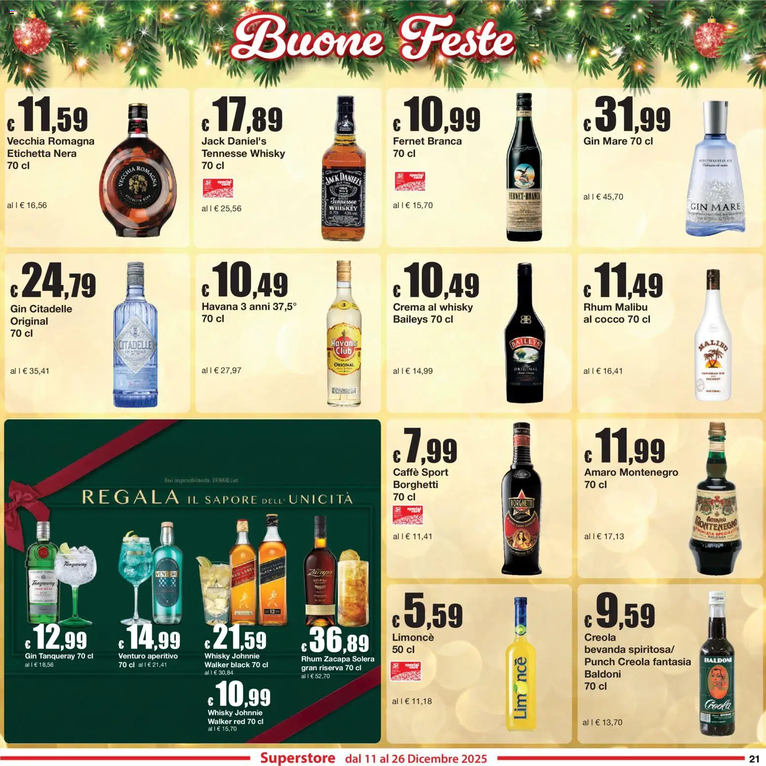 Volantino Sì con Te del 11.12.2025 | Pagina: 21 | Prodotti: Gin, Cocco, Amaro, Aperitivo