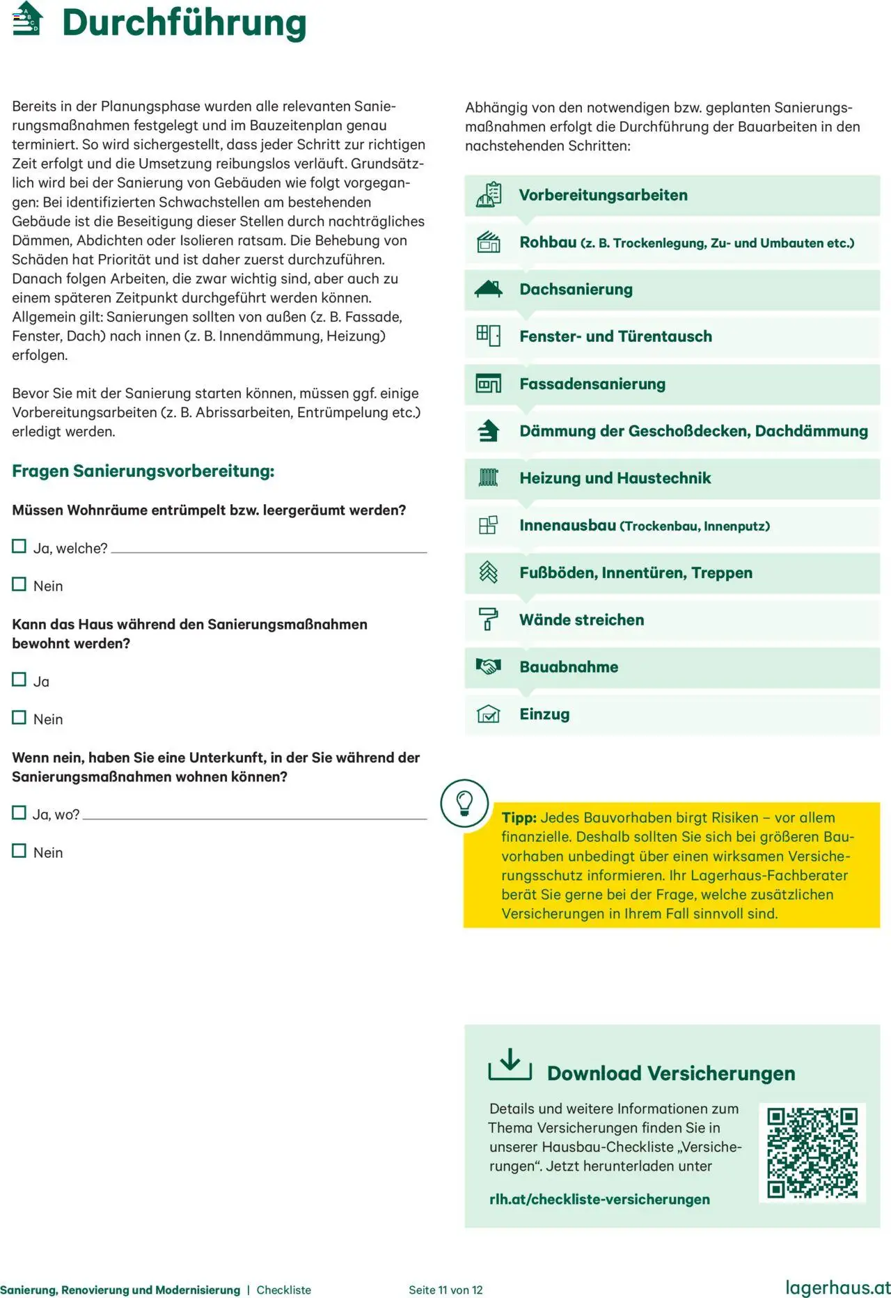 Lagerhaus Sanierung, Renovierung und Modernisierung gültig ab 20.10.2025 | Seite: 11