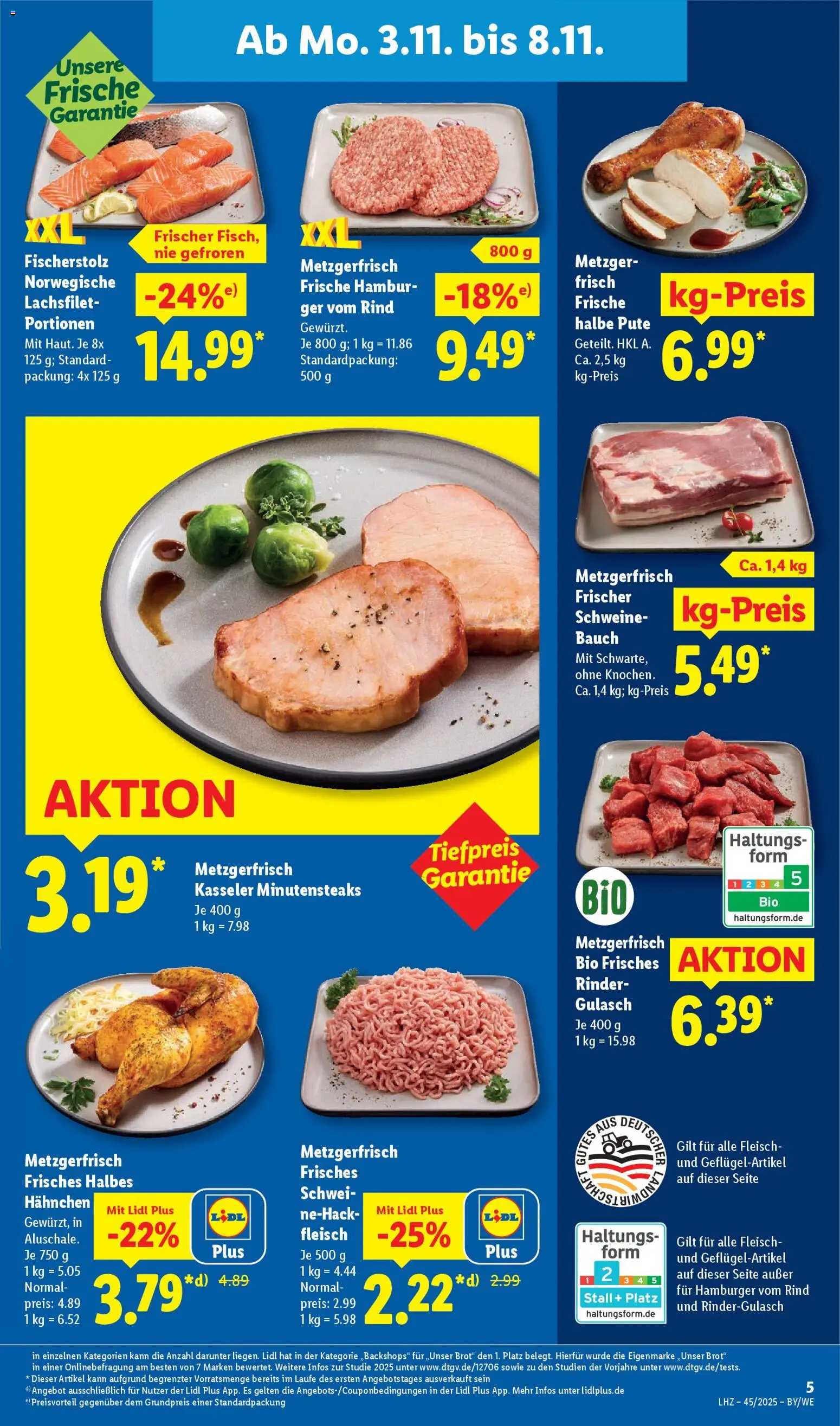 Lidl Prospekt Heppenheim – gültig ab 03.11.2025 | Seite: 9 | Produkte: Pute, Gulasch, Brot, Fleisch