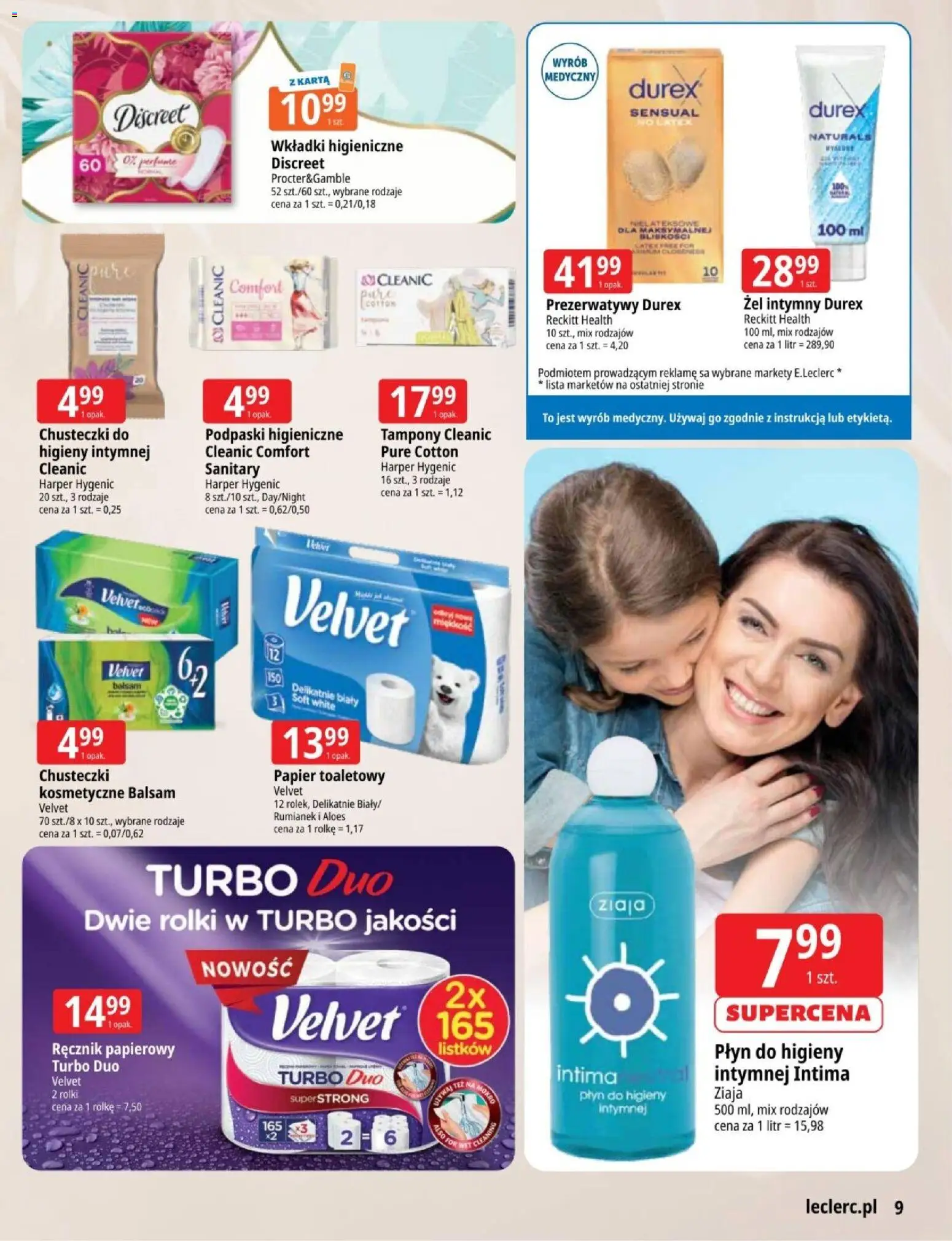 E.Leclerc gazetka - Zielona Góra od 03.03.2026 | Strona: 9 | Produkty: Karta, Tampony, Podpaski, Wkładki higieniczne