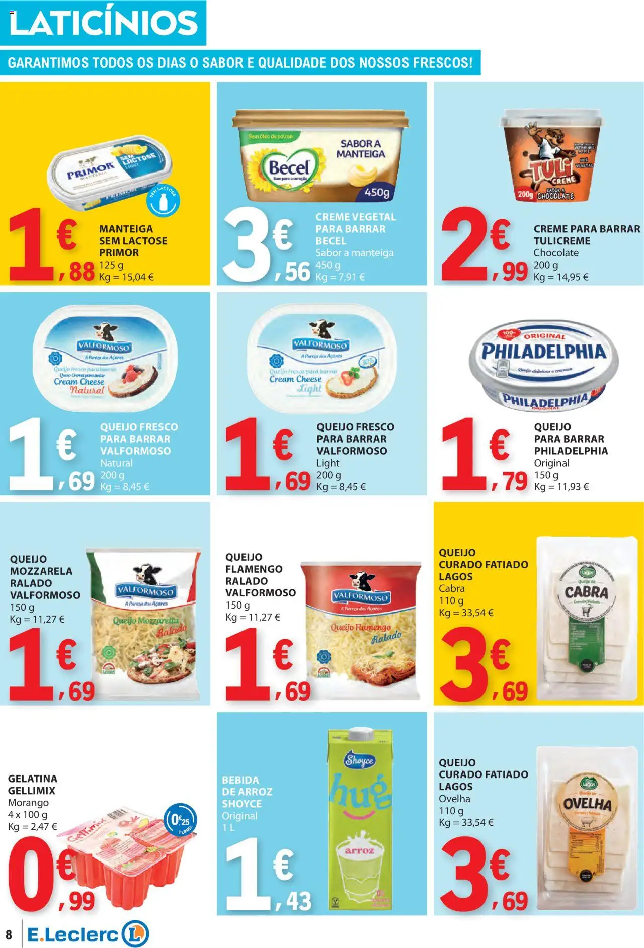 E.Leclerc - Folheto Semanal │ válido de 03.07.2025 | Página: 8 | Produtos: Cream cheese, Queijo, Óleo, Creme