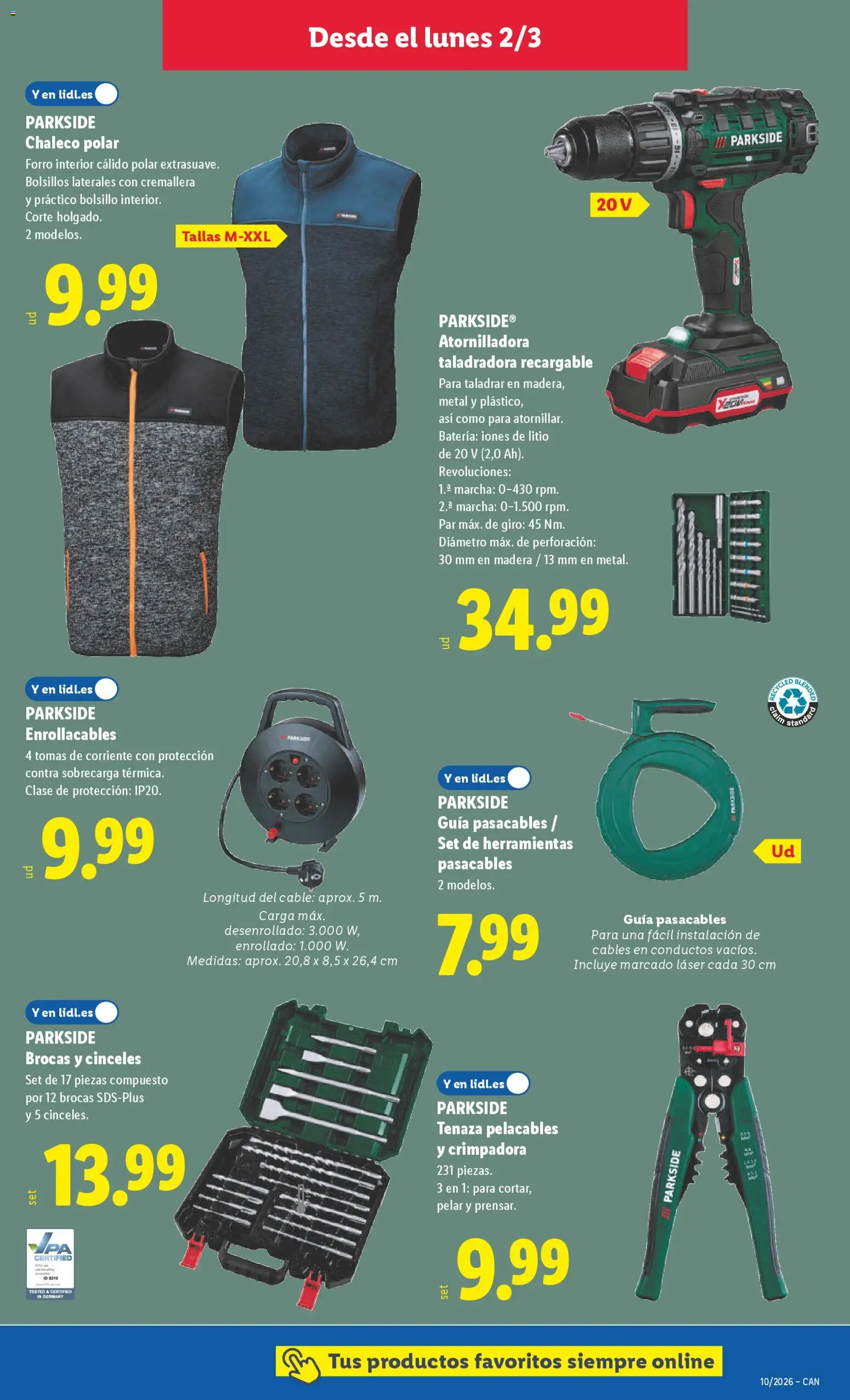 Lidl folleto de bazar │ válido desde el 02.03.2026 | Página: 7 | Productos: Chaleco, Cable, Batería