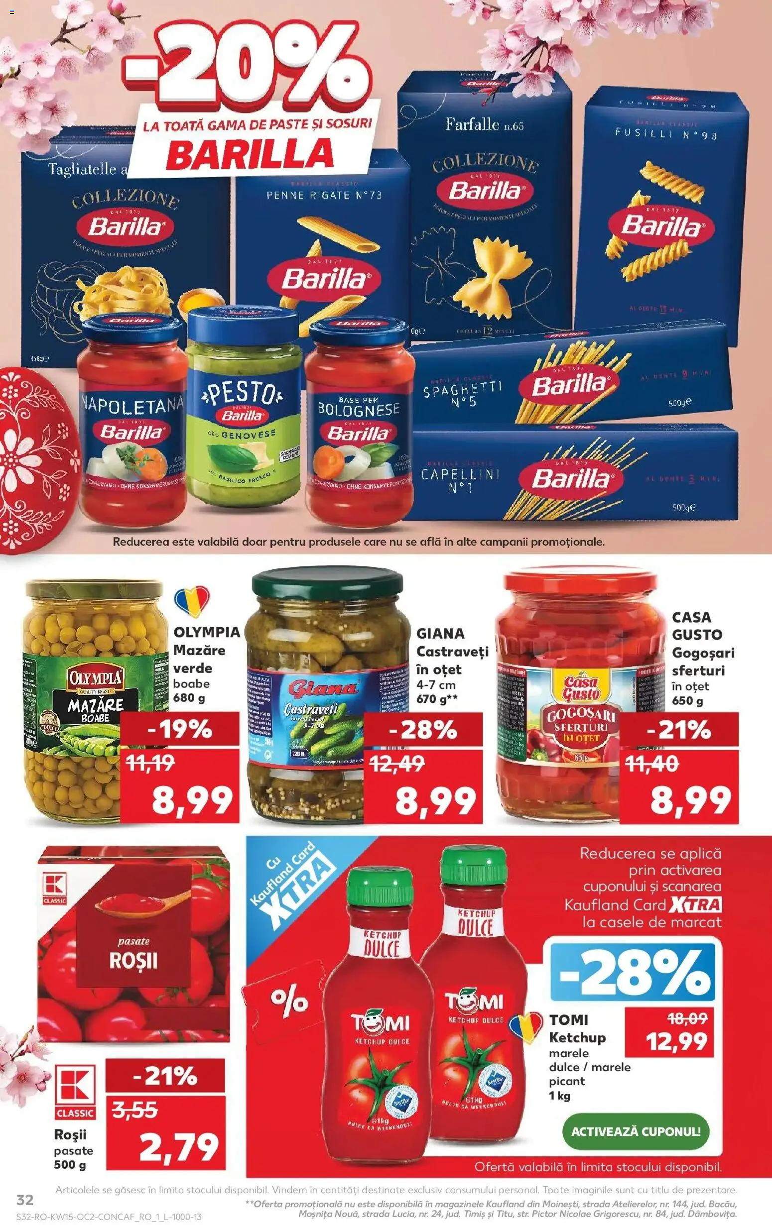 Noul catalog Kaufland – valabil de la 08.04.2026 | Pagină: 32 | Produse: Mazăre, Oțet, Paste, Castraveți