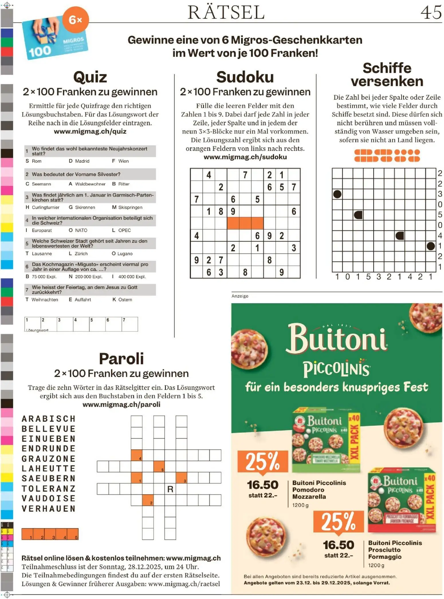 Migros Magazin – gültig ab 23.12.2025 | Seite: 45 | Produkte: Orangen, Wasser