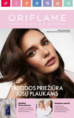 Oriflame leidinių peržiūra, galiojančių nuo 03.08.2025