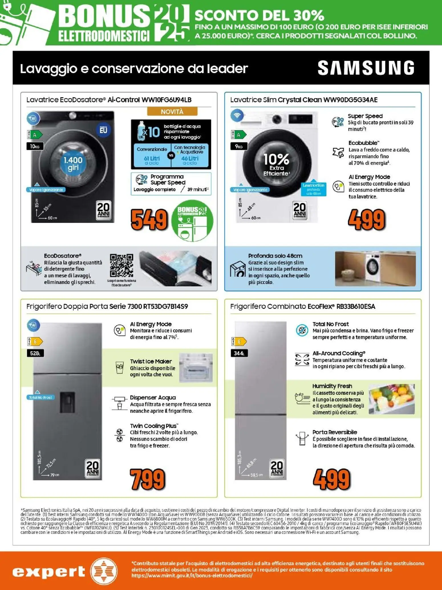 Volantino Expert del 17.11.2025 | Pagina: 27 | Prodotti: Freezer, Lavatrice, Data, Samsung