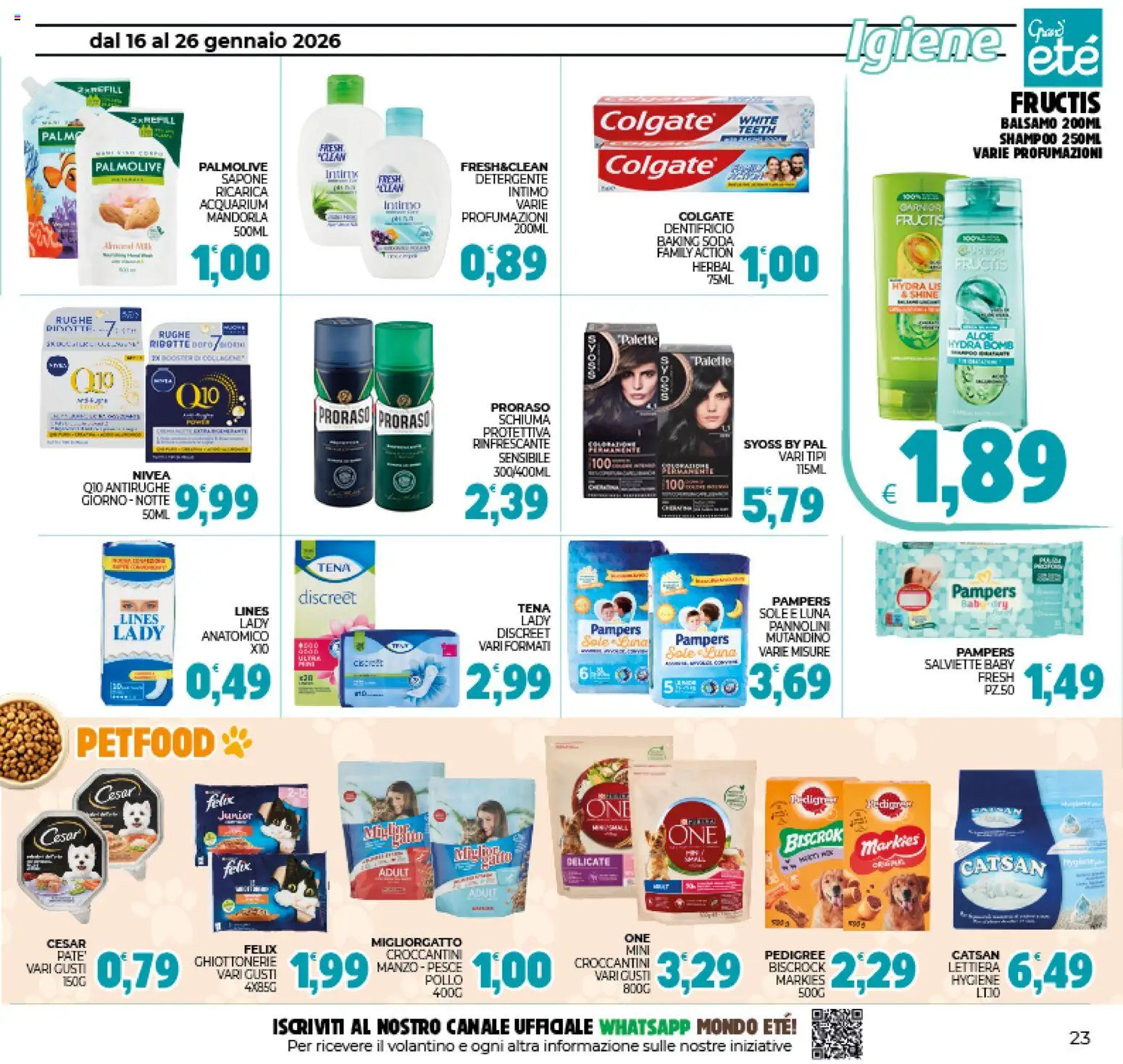 Volantino Eté del 16.01.2026 | Pagina: 23 | Prodotti: Shampoo, Dentifricio, Intimo, Sale