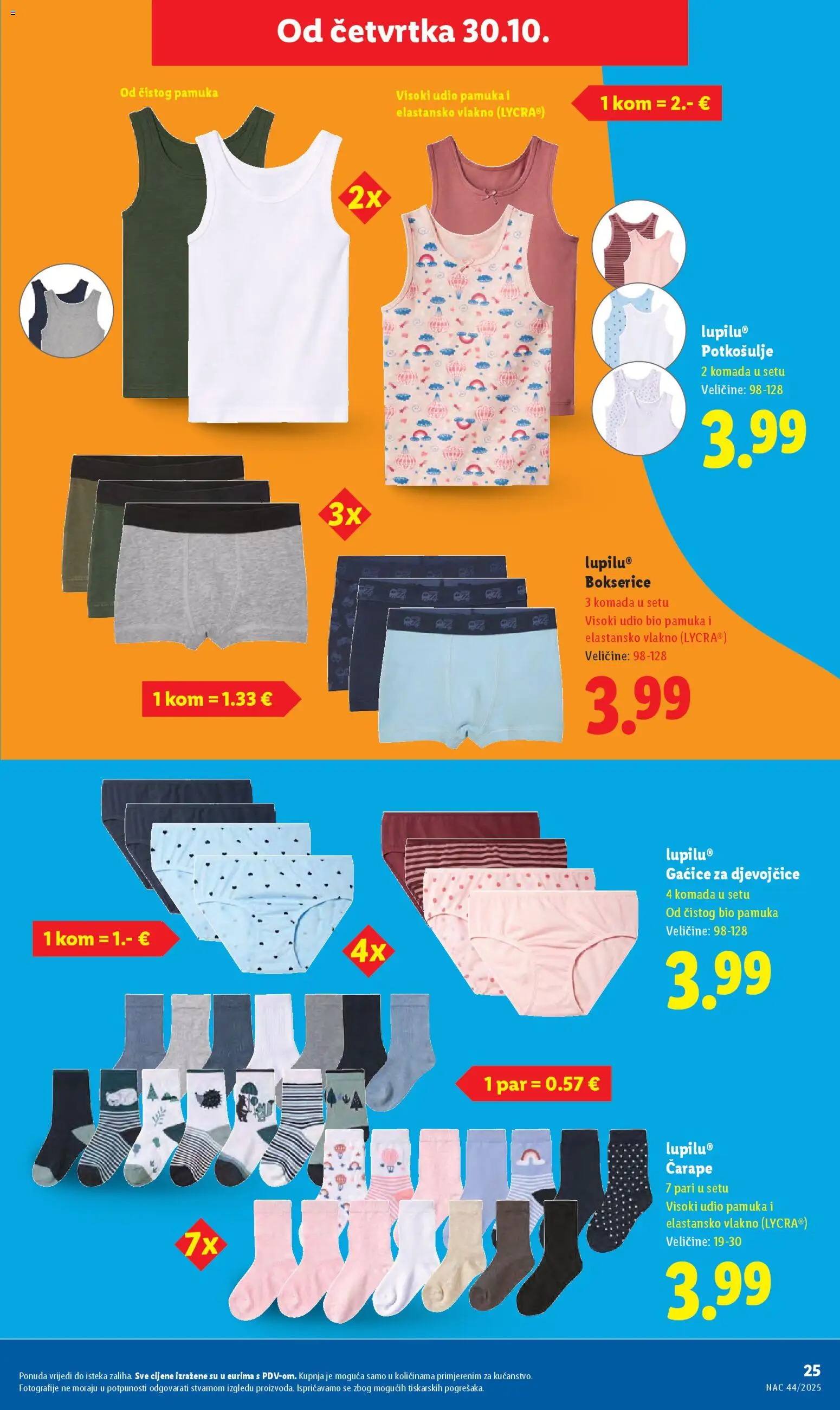 Lidl katalog | vrijedi od 29.10.2025 | Stranica: 25 | Proizvodi: Gaćice, Čarape, Bokserice
