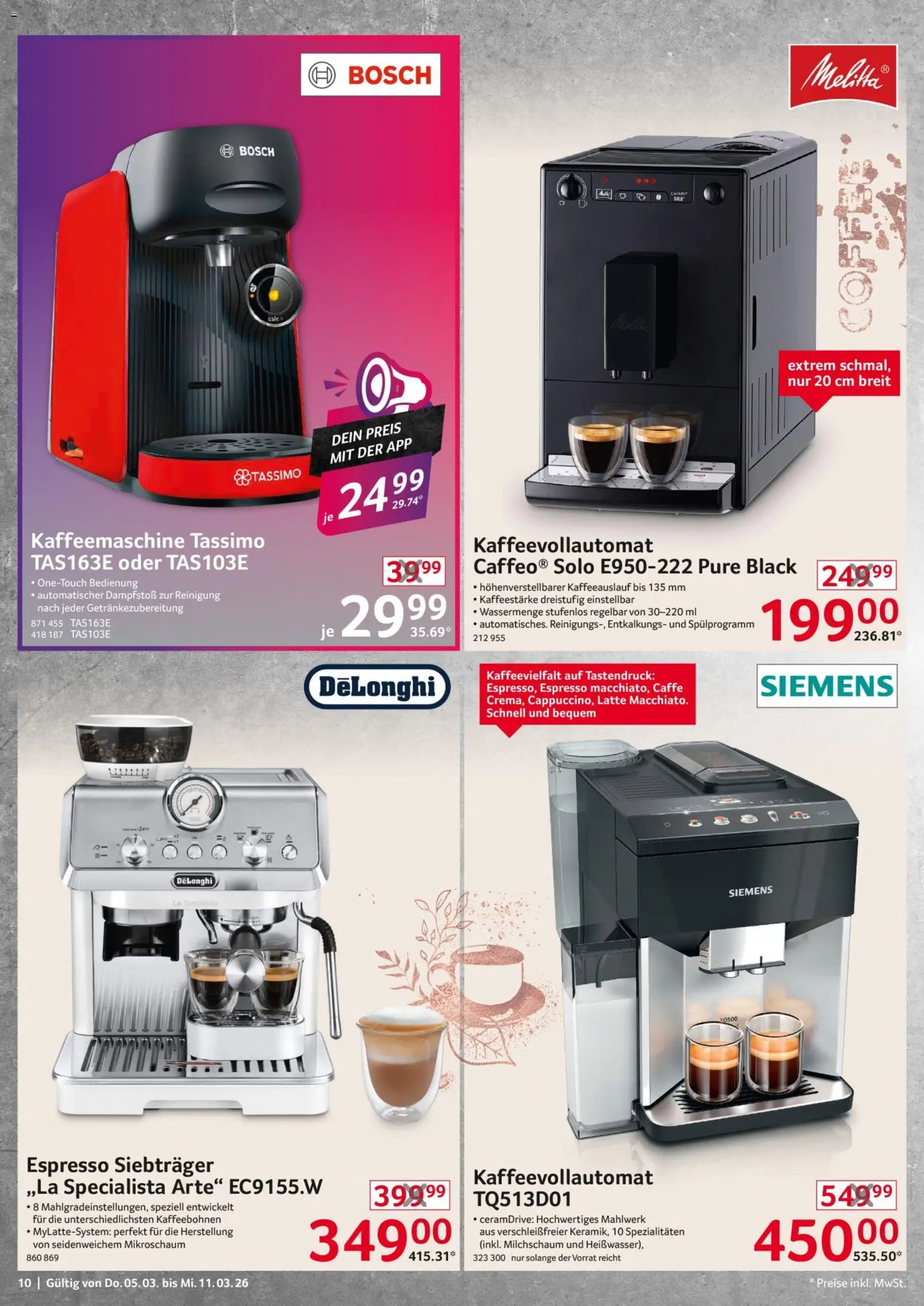 Selgros Non Food – gültig ab 05.03.2026 | Seite: 10 | Produkte: Bosch, Siemens, Kaffeevollautomat, Tassimo