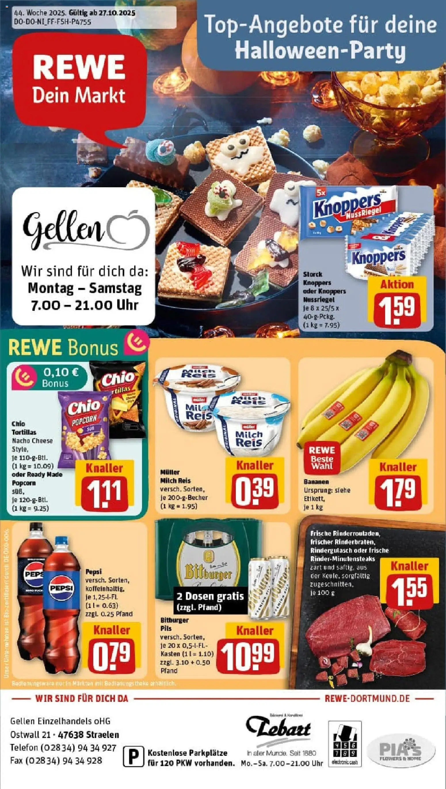 Rewe prospekt Straelen	 – gültig ab 26.10.2025 | Seite: 1 | Produkte: Pepsi, Reis, Telefon, Uhr