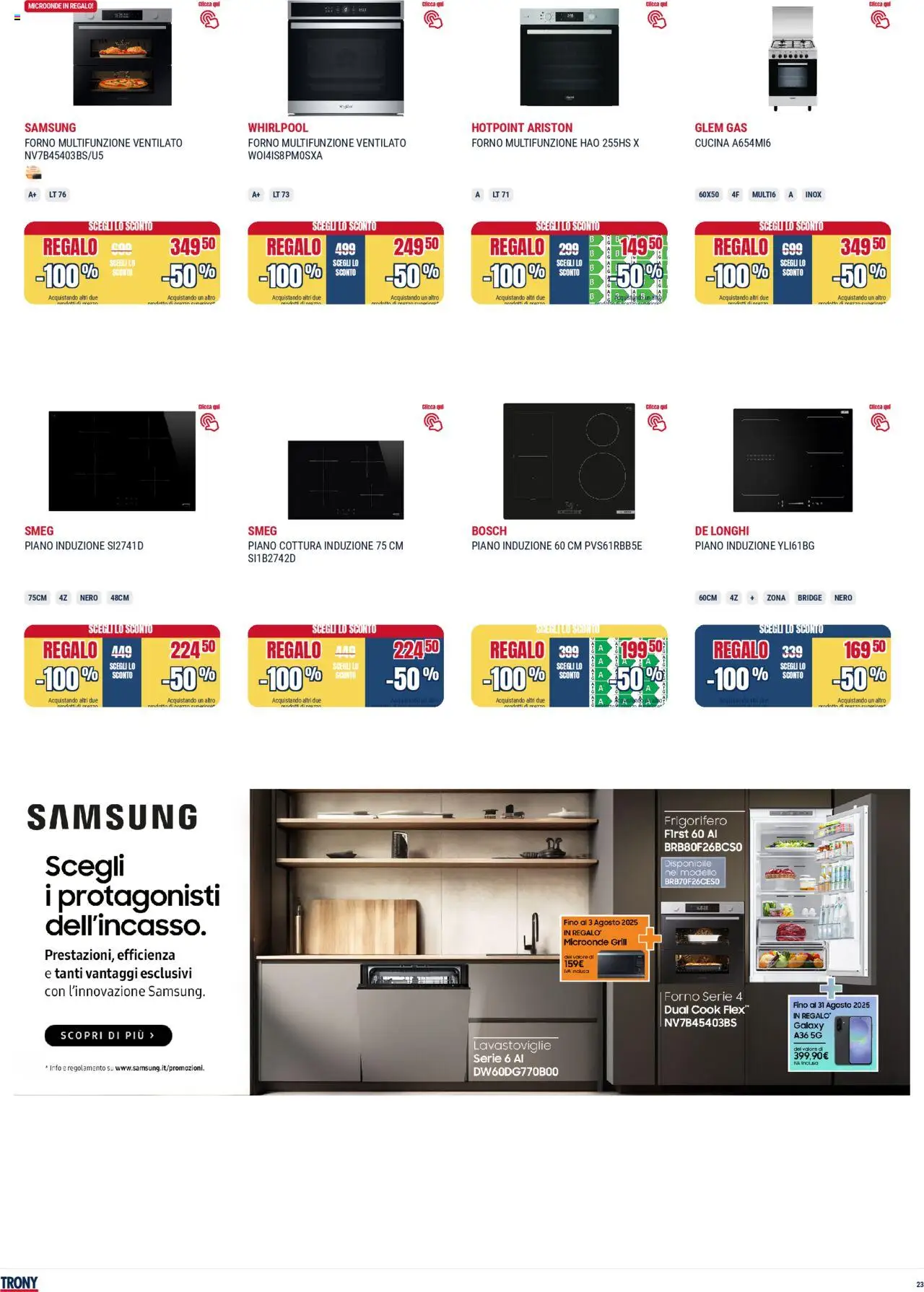 Volantino Trony del 03.07.2025 | Pagina: 23 | Prodotti: Microonde, Piano cottura, Frigorifero, Samsung