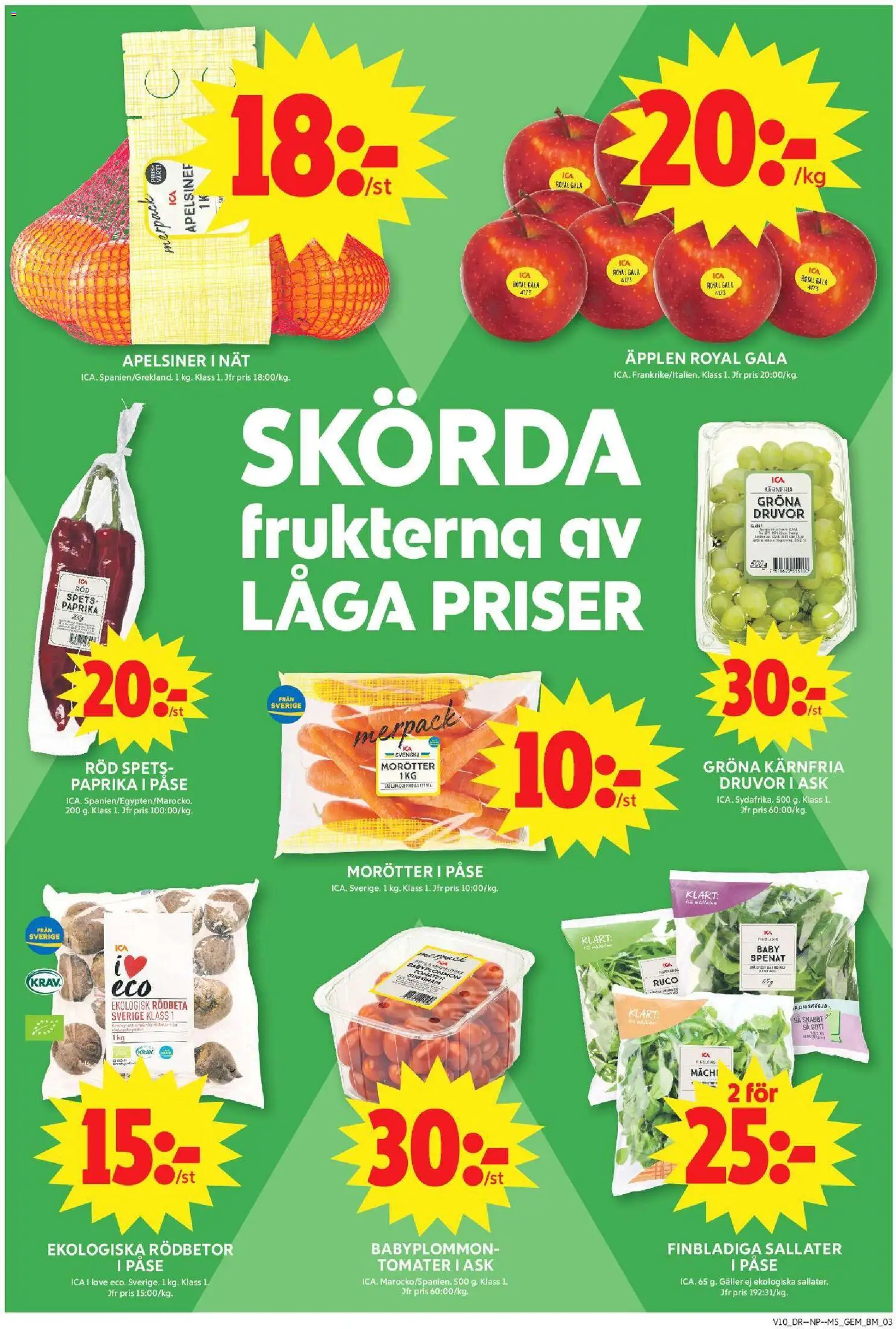 ICA Maxi reklamblad aktuell från 02.03.2026 | Sida: 3 | Produkter: Galler, Spenat, Äpplen, Tomater