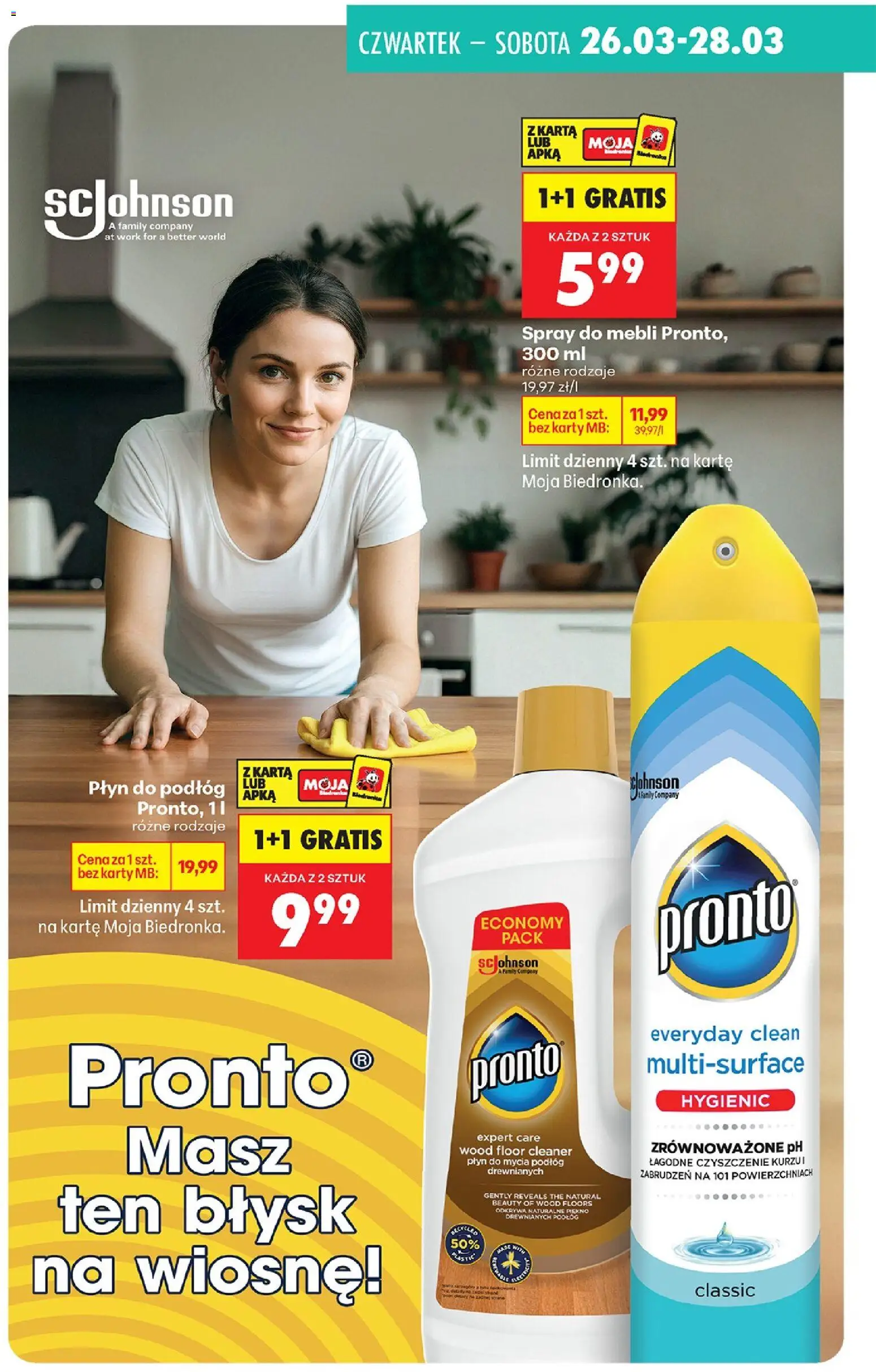 Biedronka gazetka - Drogeria od 26.03.2026 | Strona: 11 | Produkty: Karta, Płyn do mycia podłóg, Cleaner