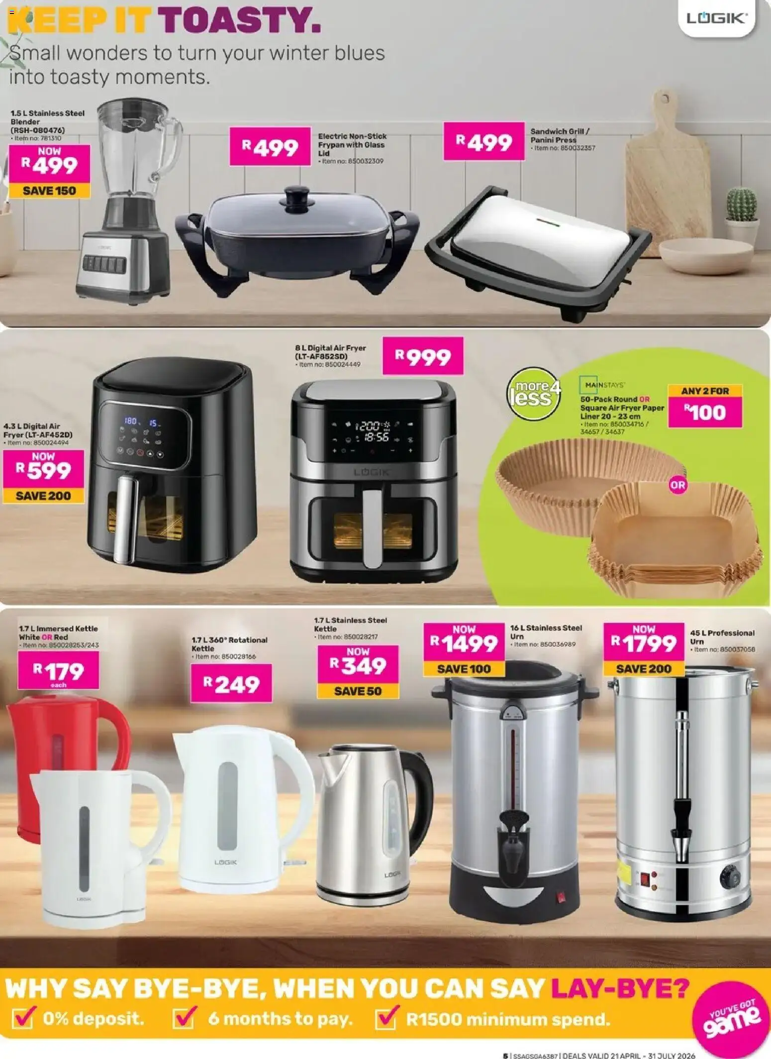 New Game catalogue – valid from 21.04.2026 | Page: 5 | Products: Grill, Kettle, Fryer, Blender