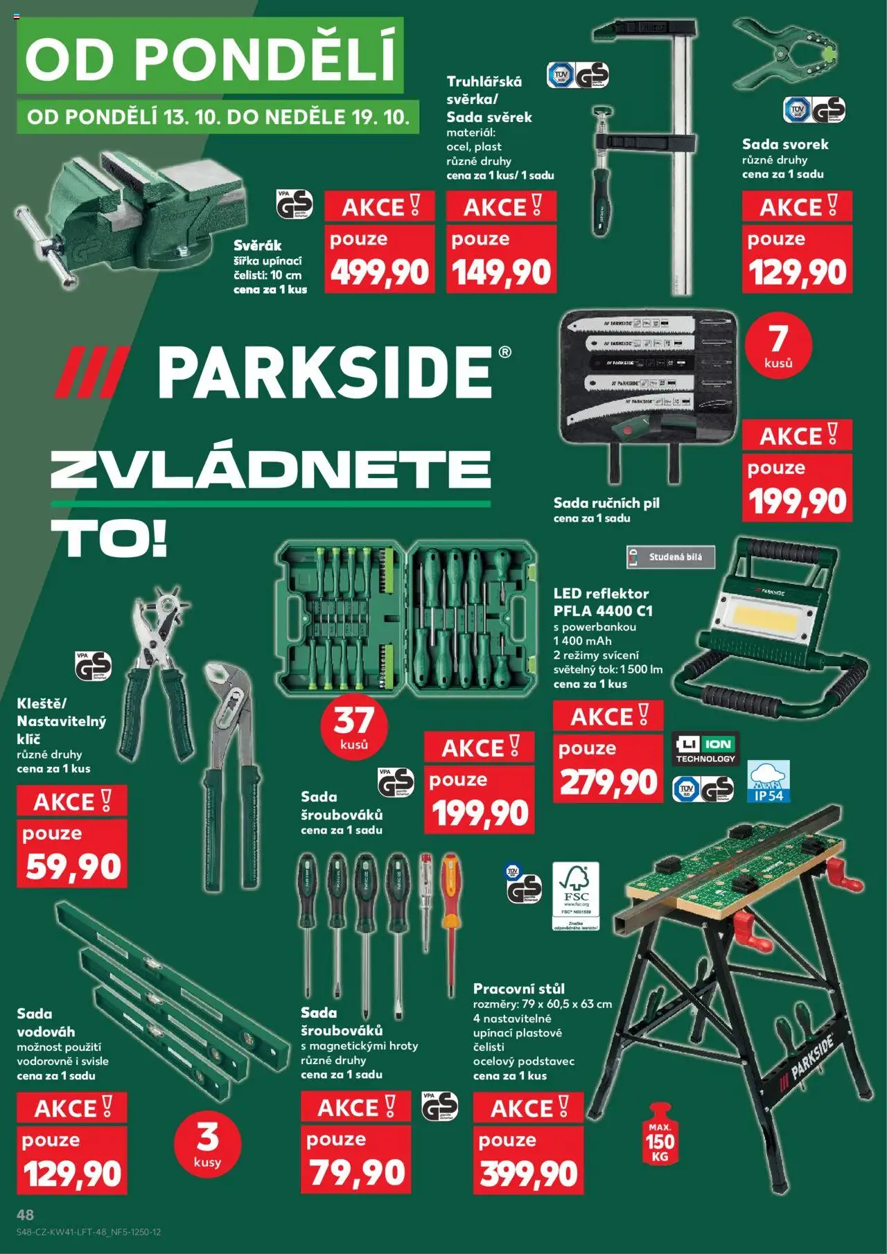 Kaufland leták - Praha 4 od 08.10.2025 | Strana: 48 | Produkty: Parkside, LED reflektor, Reflektor, LED